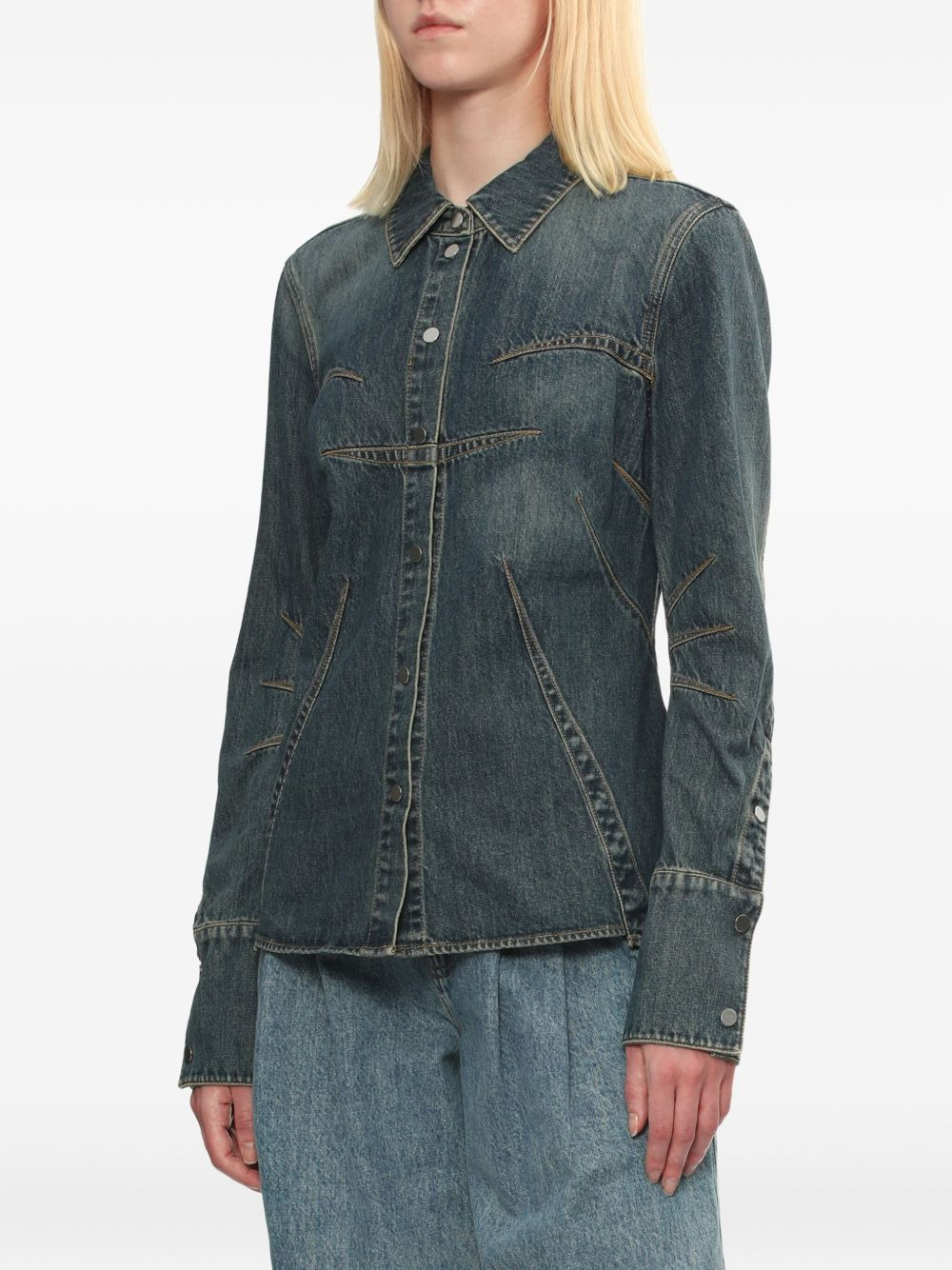 denim panelled shirt - 3