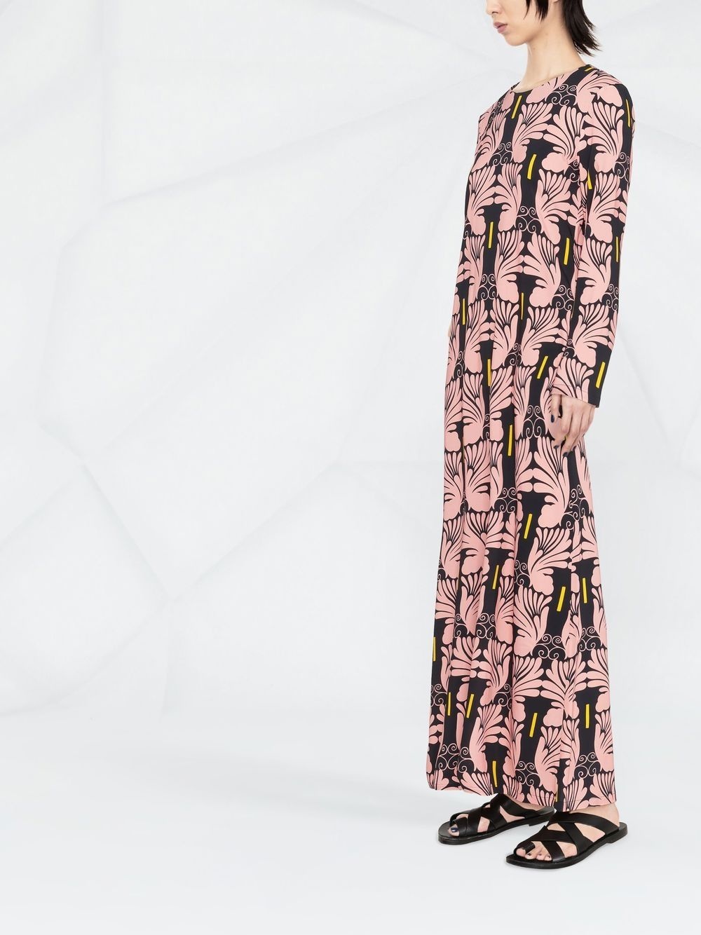 graphic-print long-sleeved maxi dress - 4