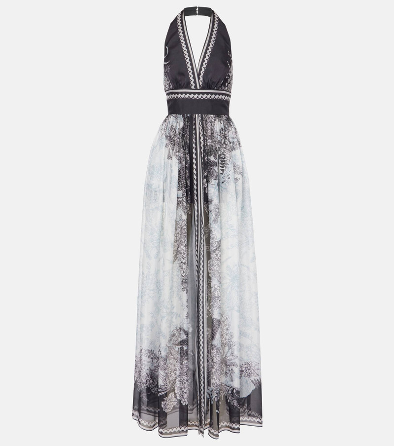 Printed silk chiffon maxi dress 1