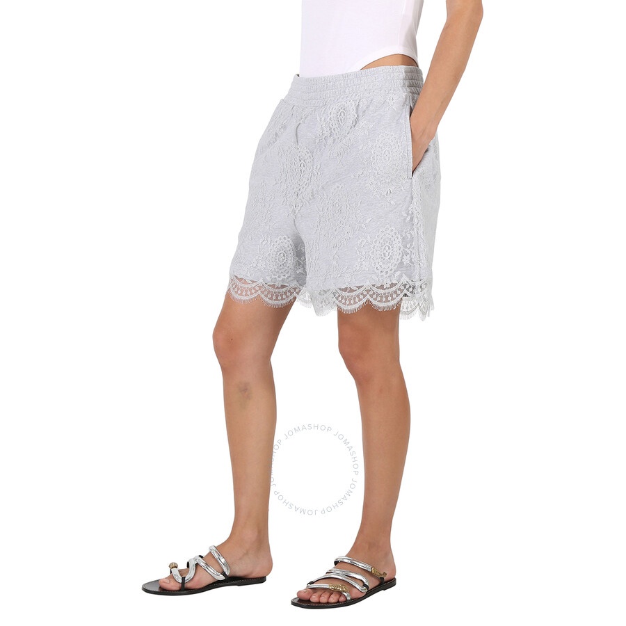 Burberry Light Pebble Grey Lace And Cotton Shorts - 4