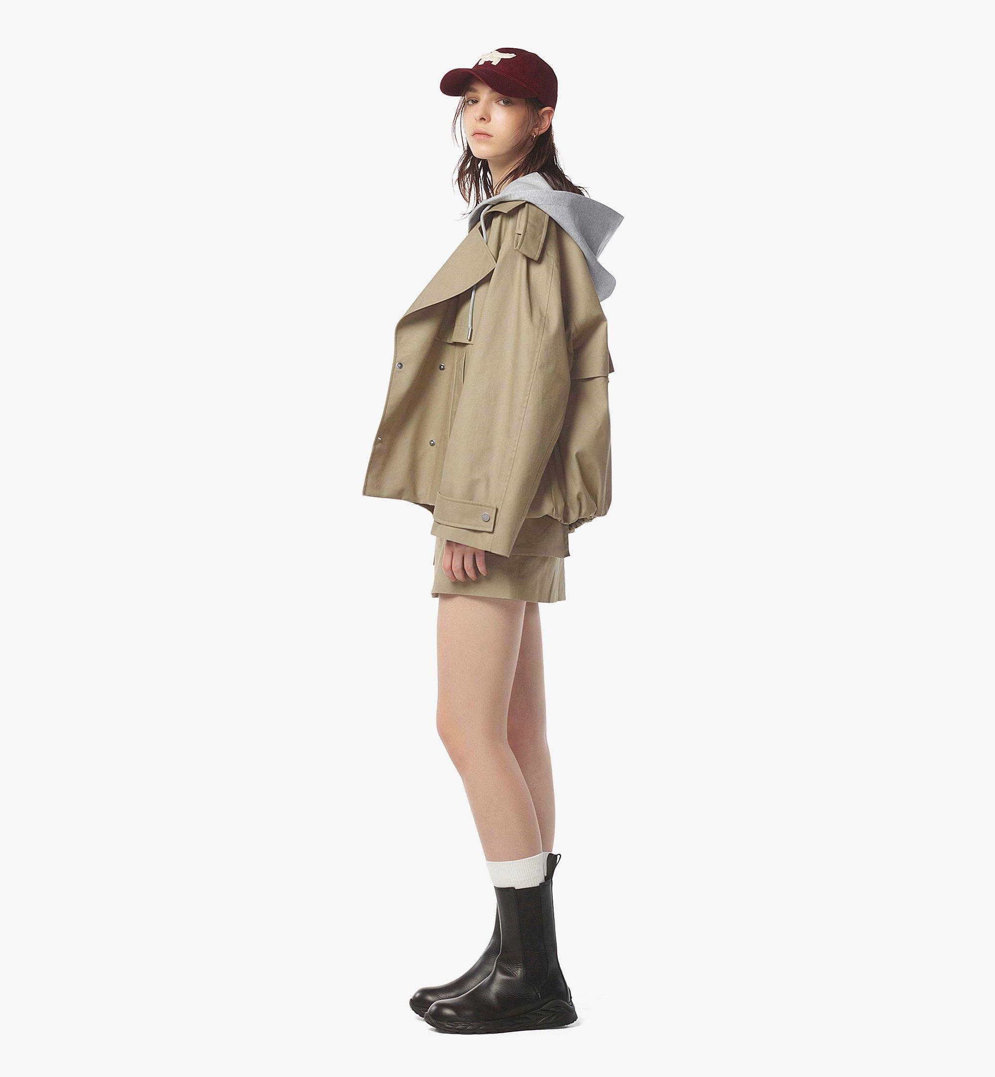 Oversized Cropped Trench Coat w/ Detachable Hood - 4