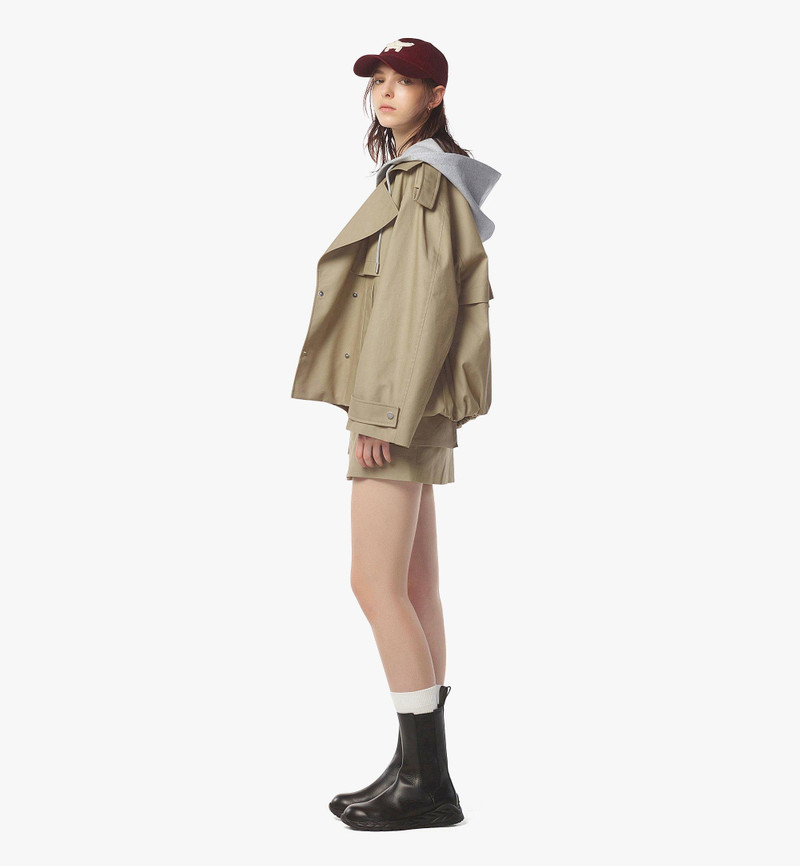 Oversized Cropped Trench Coat w/ Detachable Hood 4