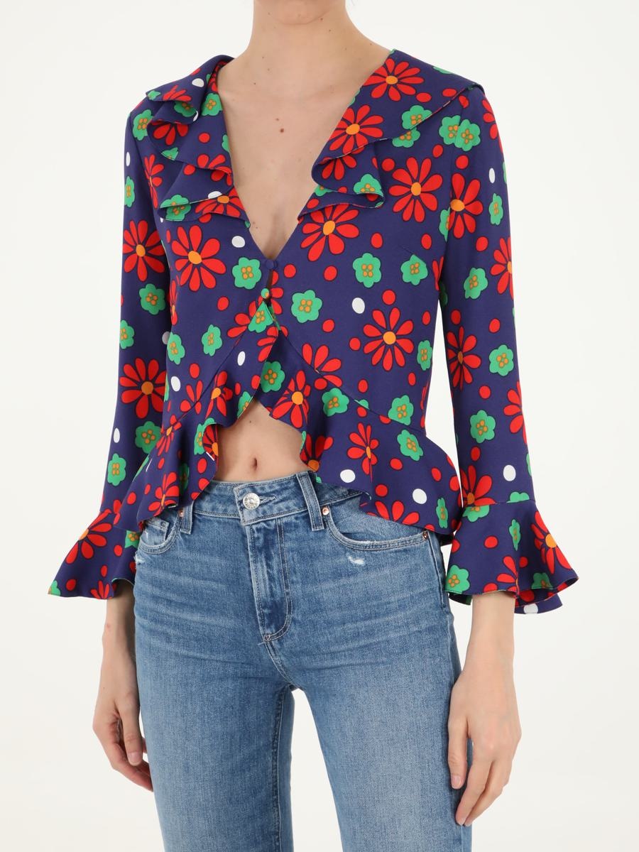 SAINT LAURENT RUFFLED MULTICOLOR BLOUSE - 2