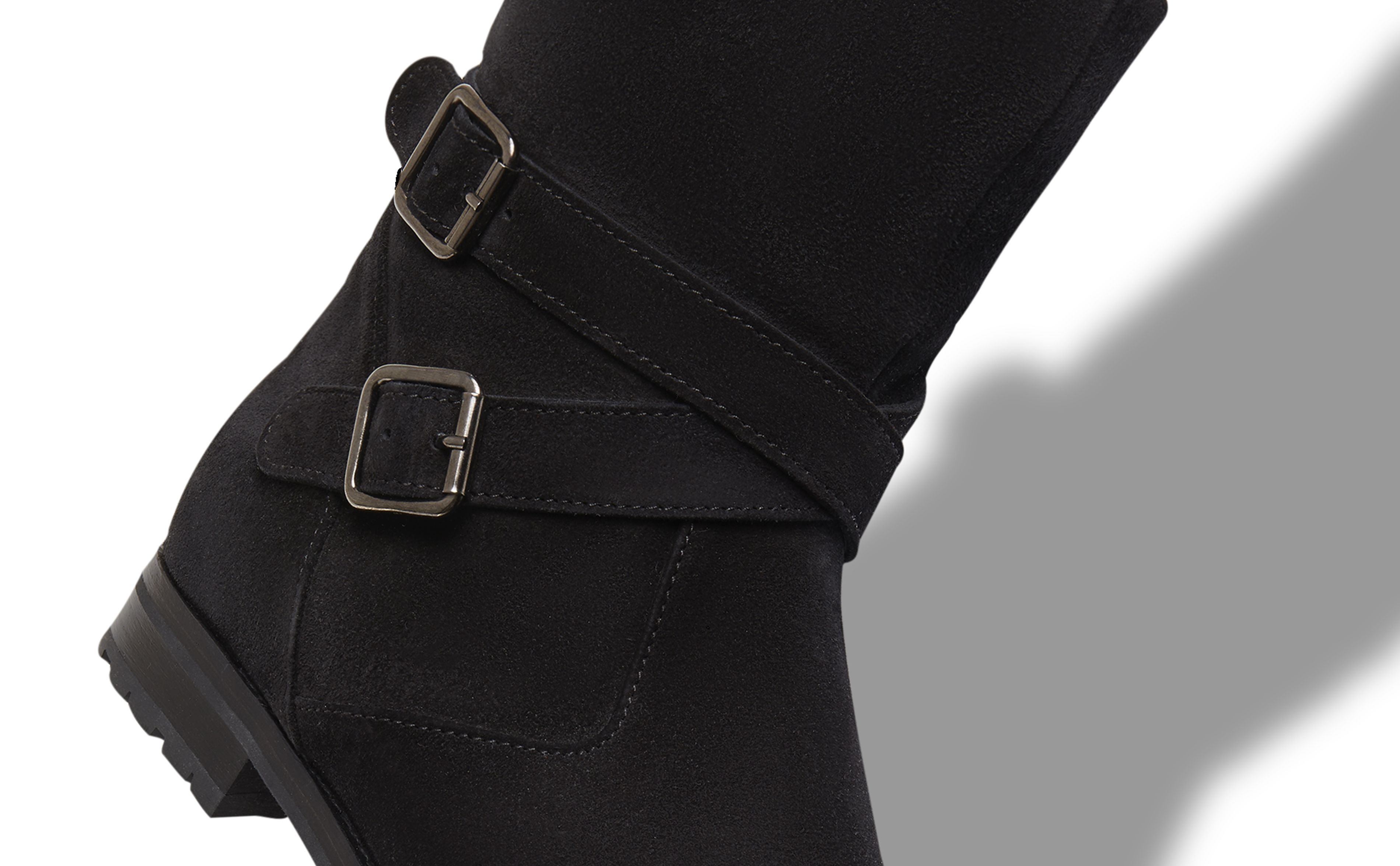 Black Suede and Shearling Boots - 4