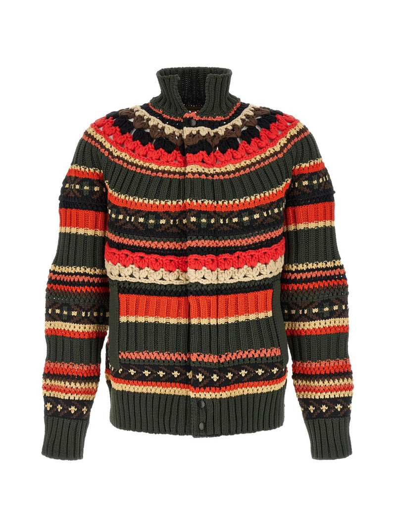 striped open-knit cardigan 1