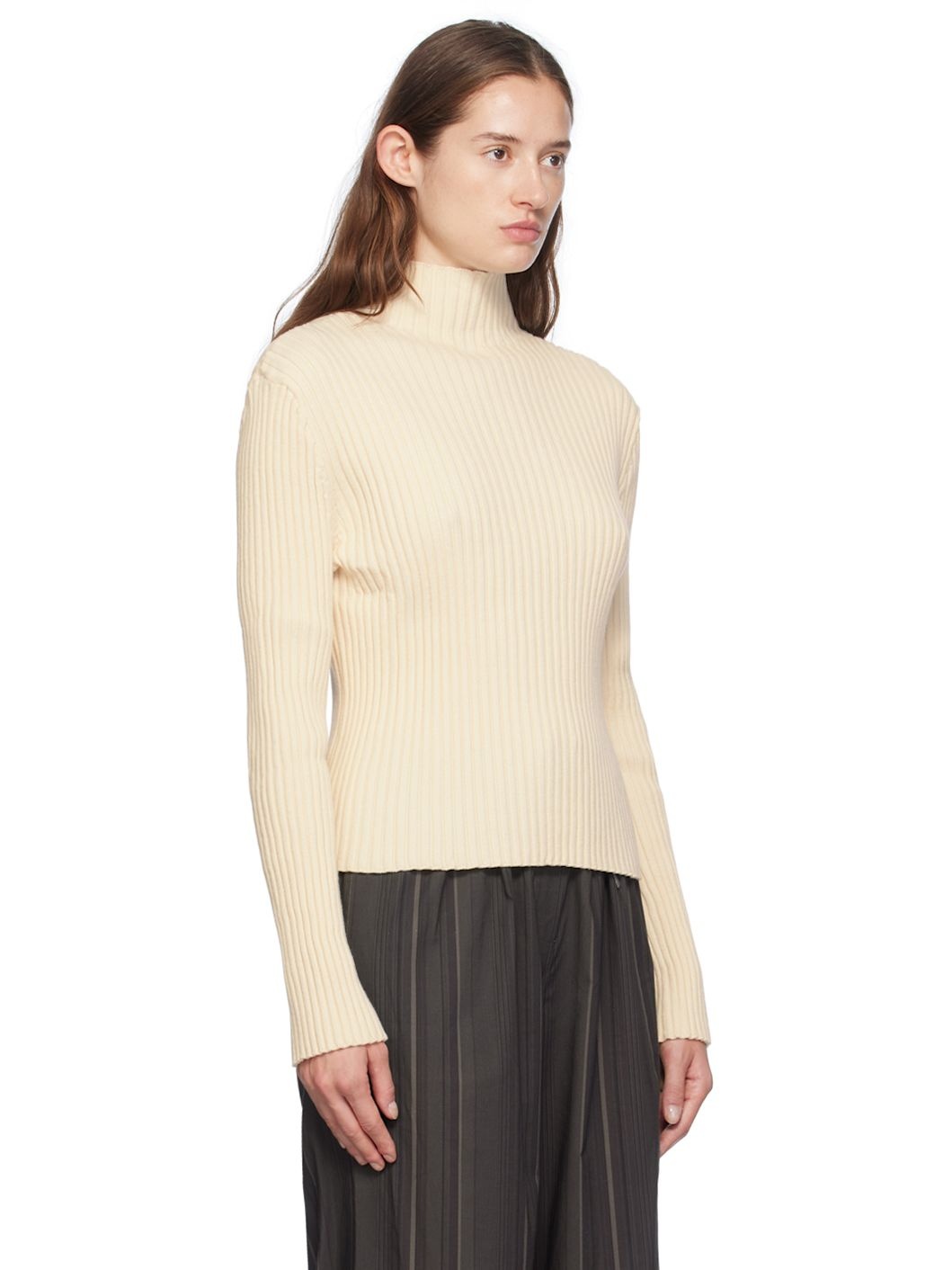 Off-White Ribbed Turtleneck - 2