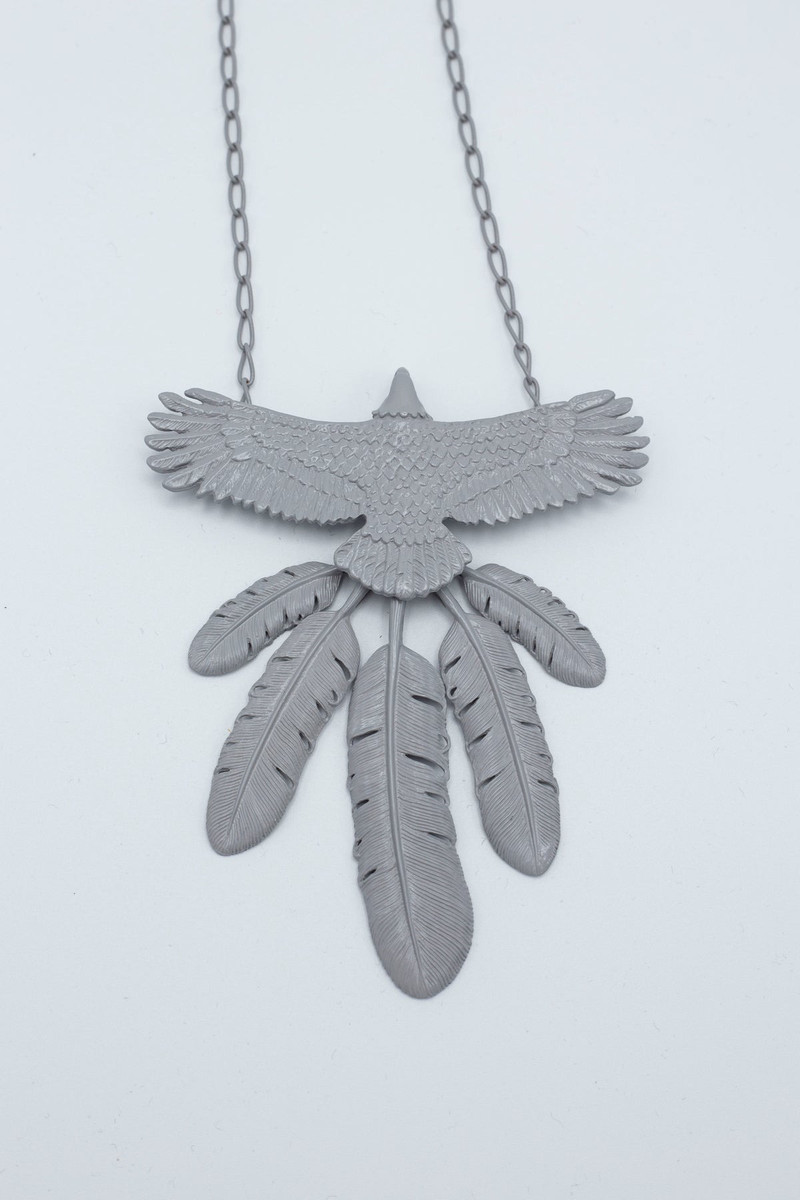 Laquered EAGLE Necklace - Grey 1