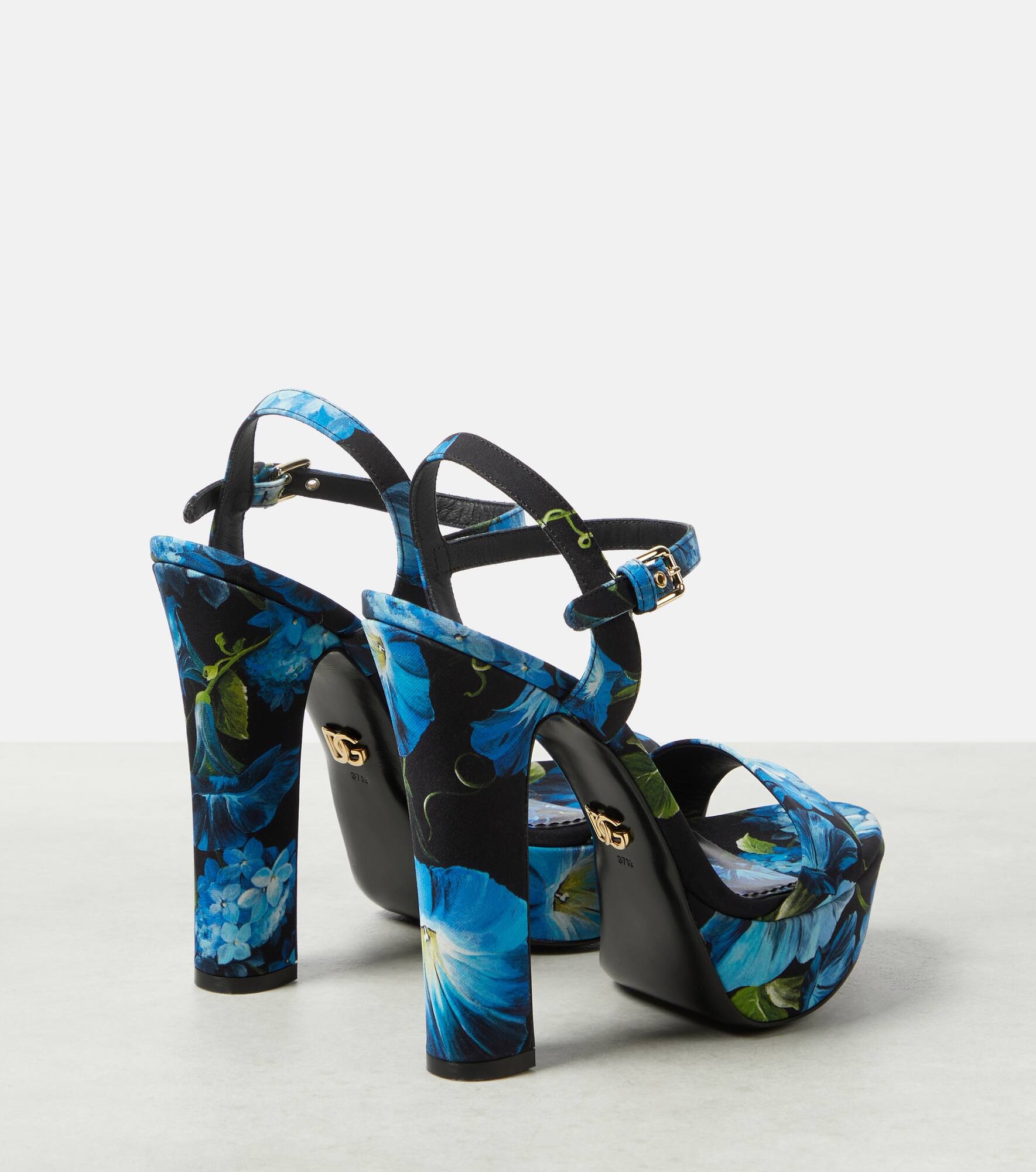 Floral satin platform sandals - 3