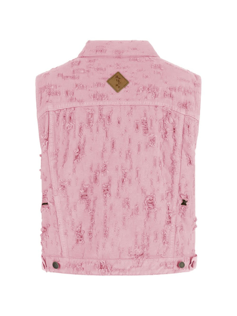 HAIKURE fringed chest-pocket denim vest outlook