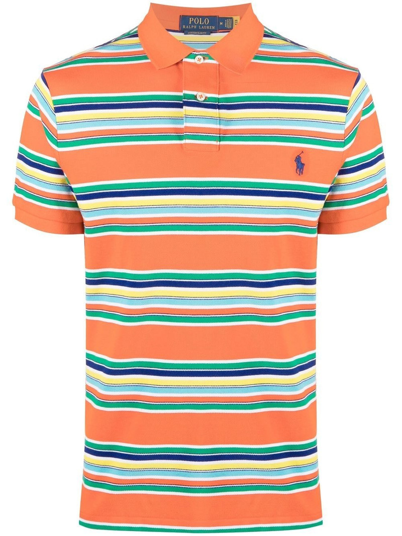 stripe-print short-sleeved polo shirt 1