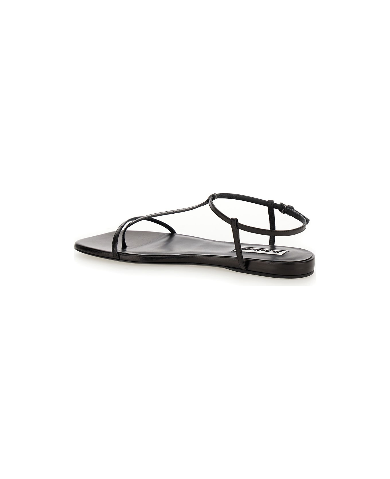 Black Sandals With Ankle Buckle Closure In Leather Woman - 3
