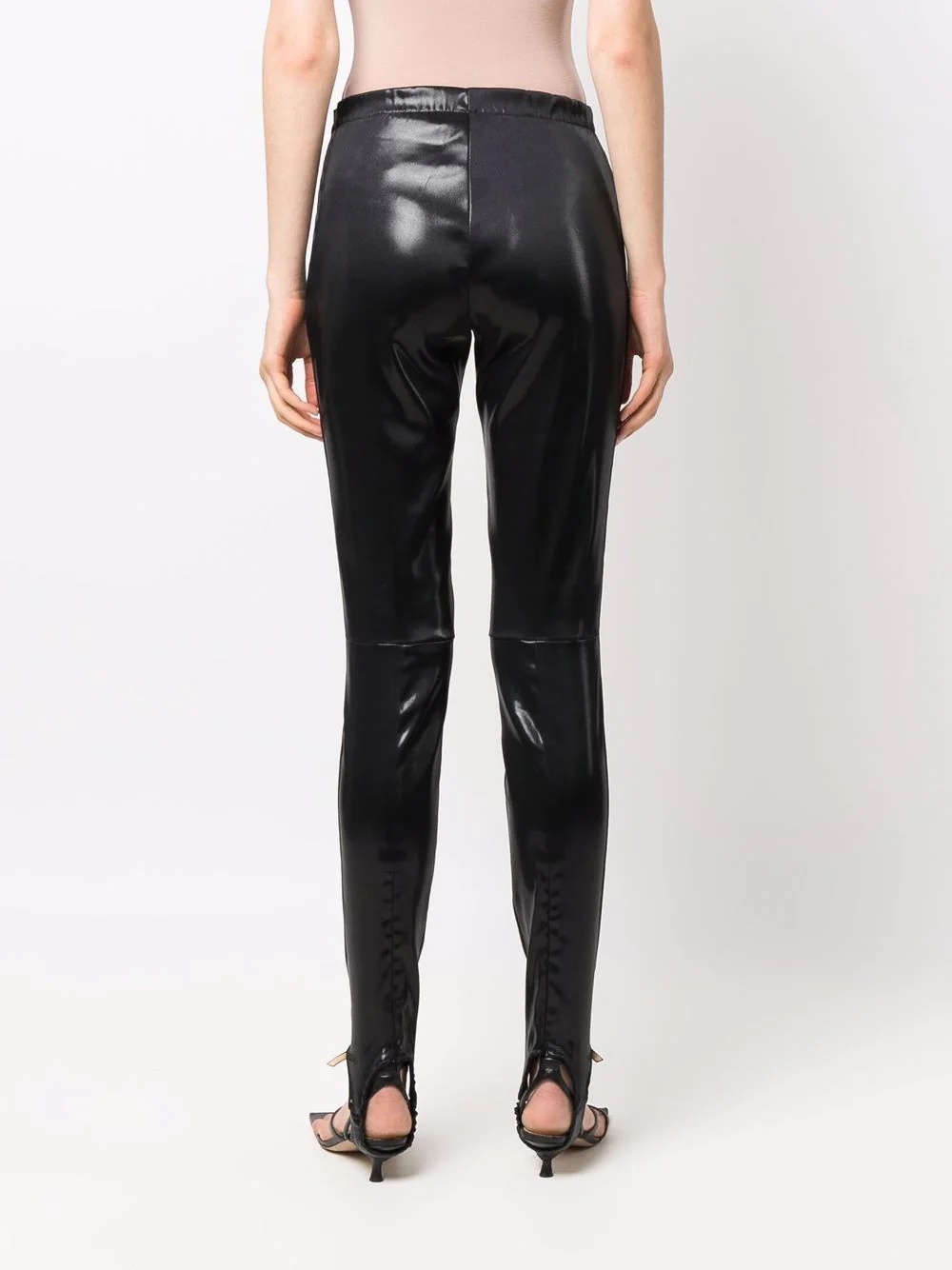 faux leather stirrup leggings - 4