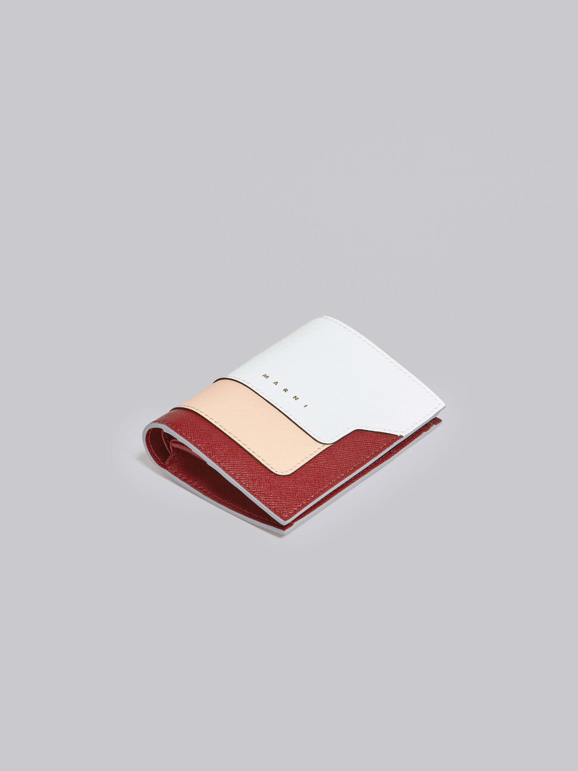 WHITE PINK AND RED SAFFIANO LEATHER BI-FOLD WALLET - 5