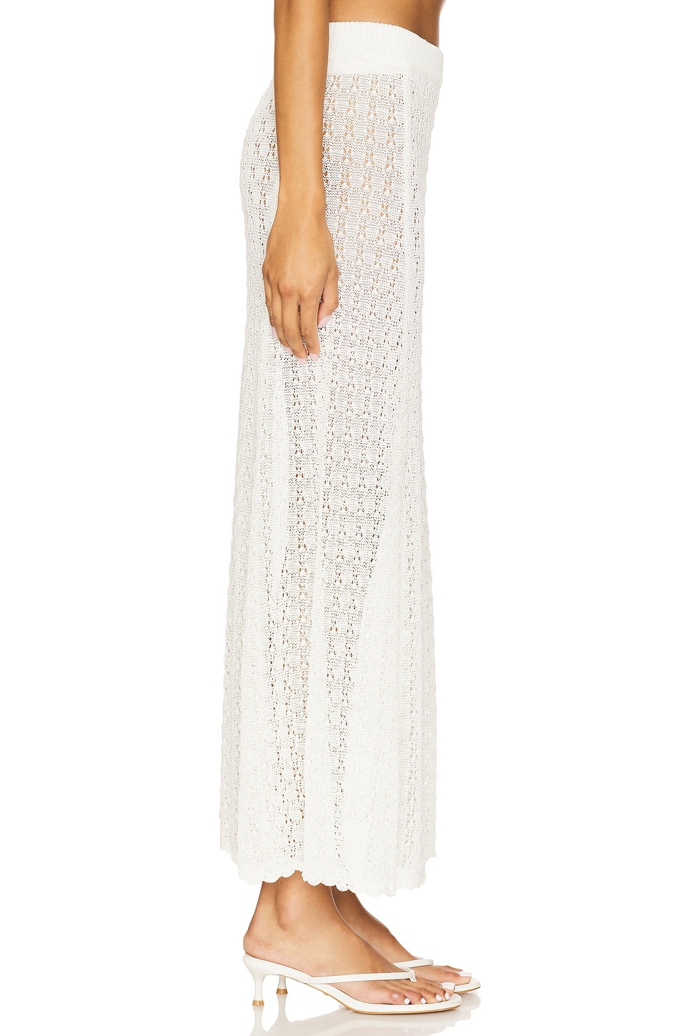 Shiny Pointelle Long Skirt - 3