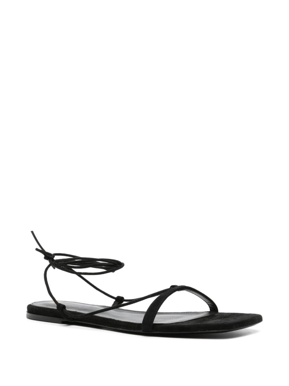 tie-fastening suede sandals - 2