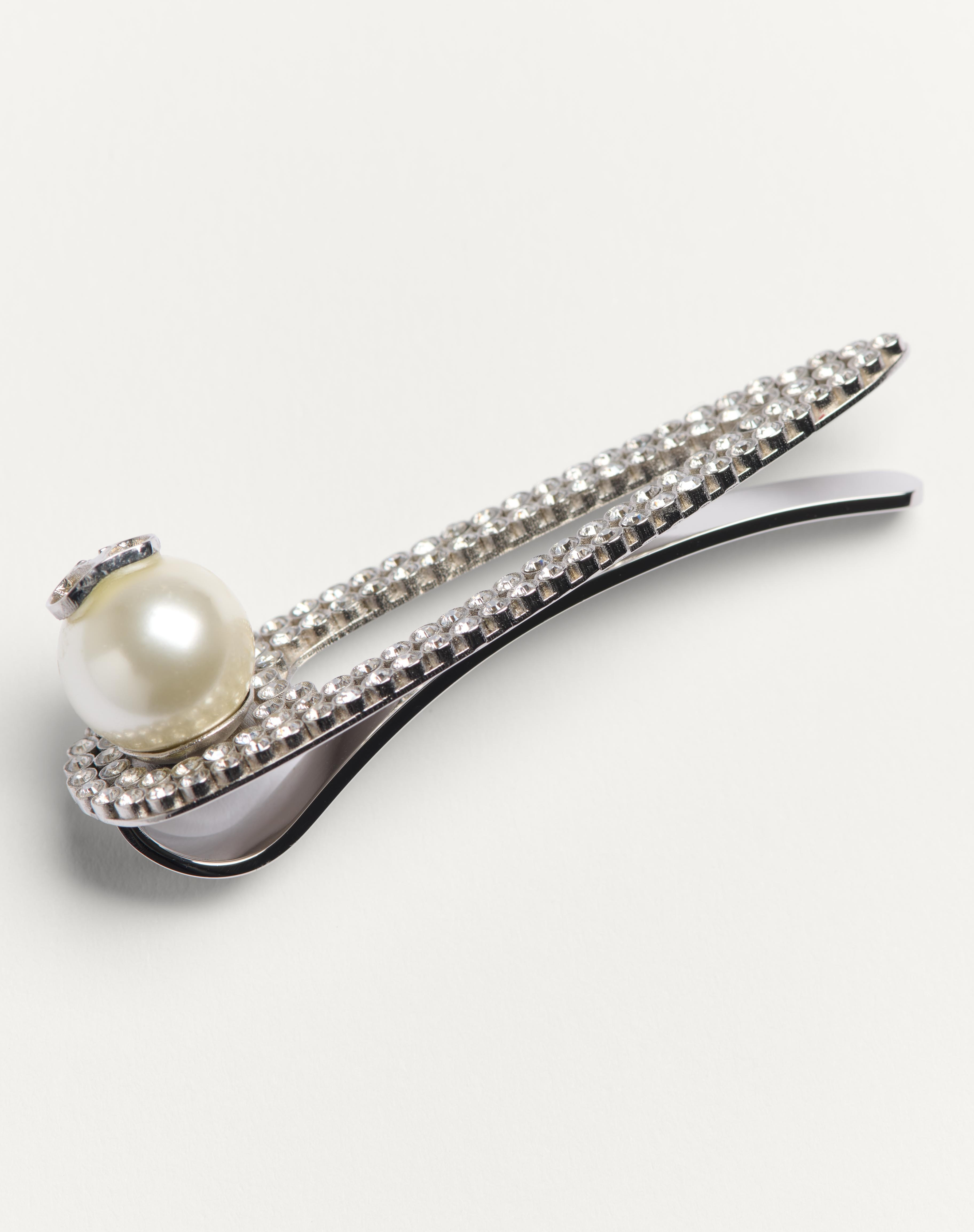 VLOGO SIGNATURE METAL TIE CLIP WITH SWAROVSKI® CRYSTALS AND PEARL - 3