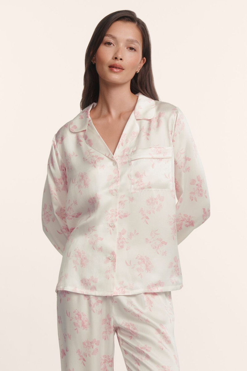 eberjey Inez Washable Silk Printed Long PJ Set outlook