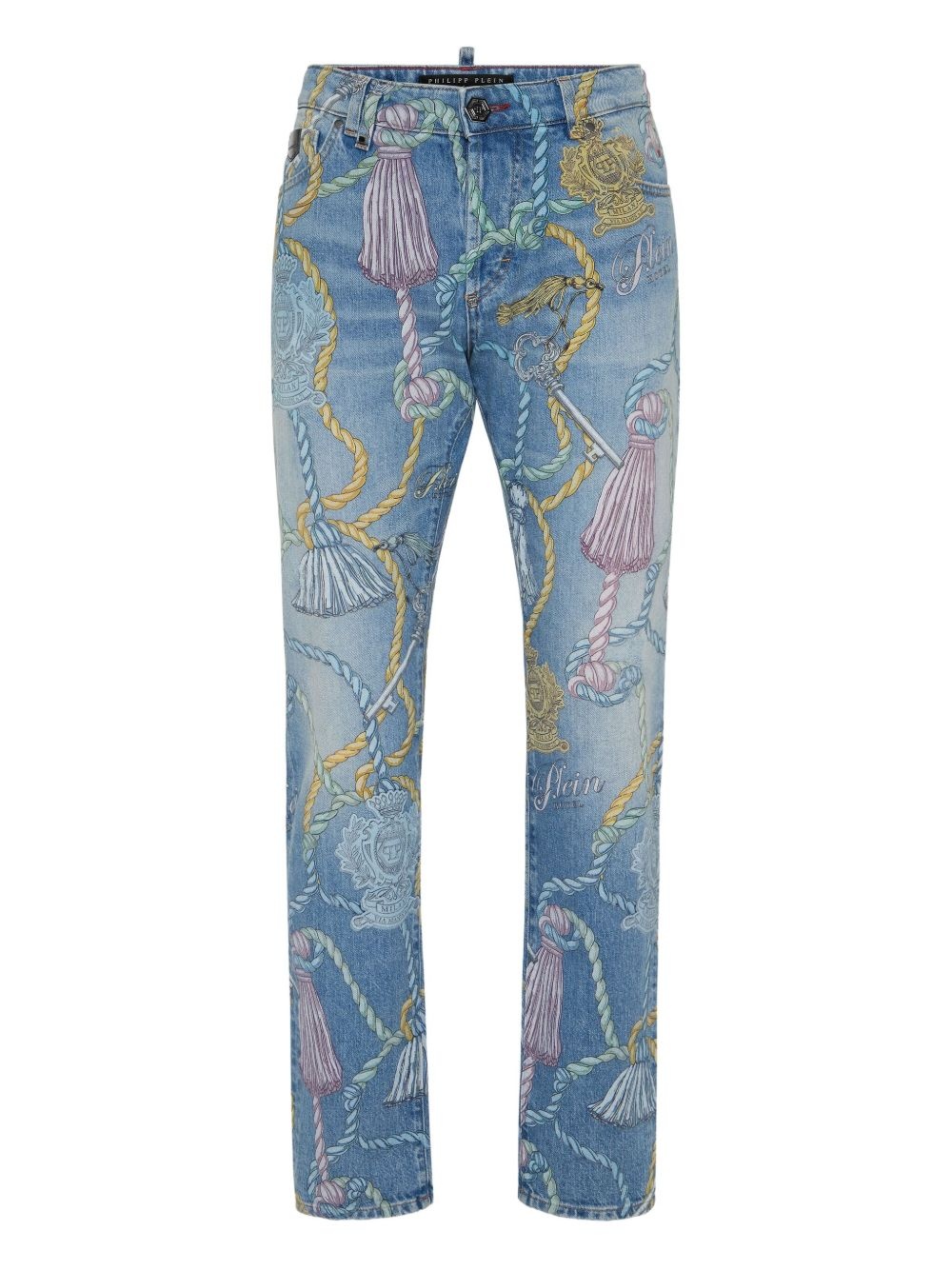 tassel-print jeans - 1