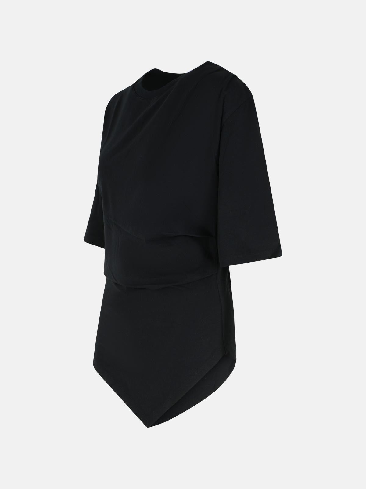 BLACK ORGANIC COTTON WOVEN T-SHIRT - 2