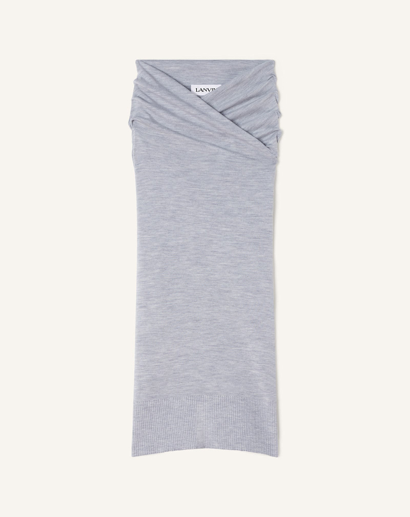 BLACK DRAPED MIDI SKIRT IN WOOL 1