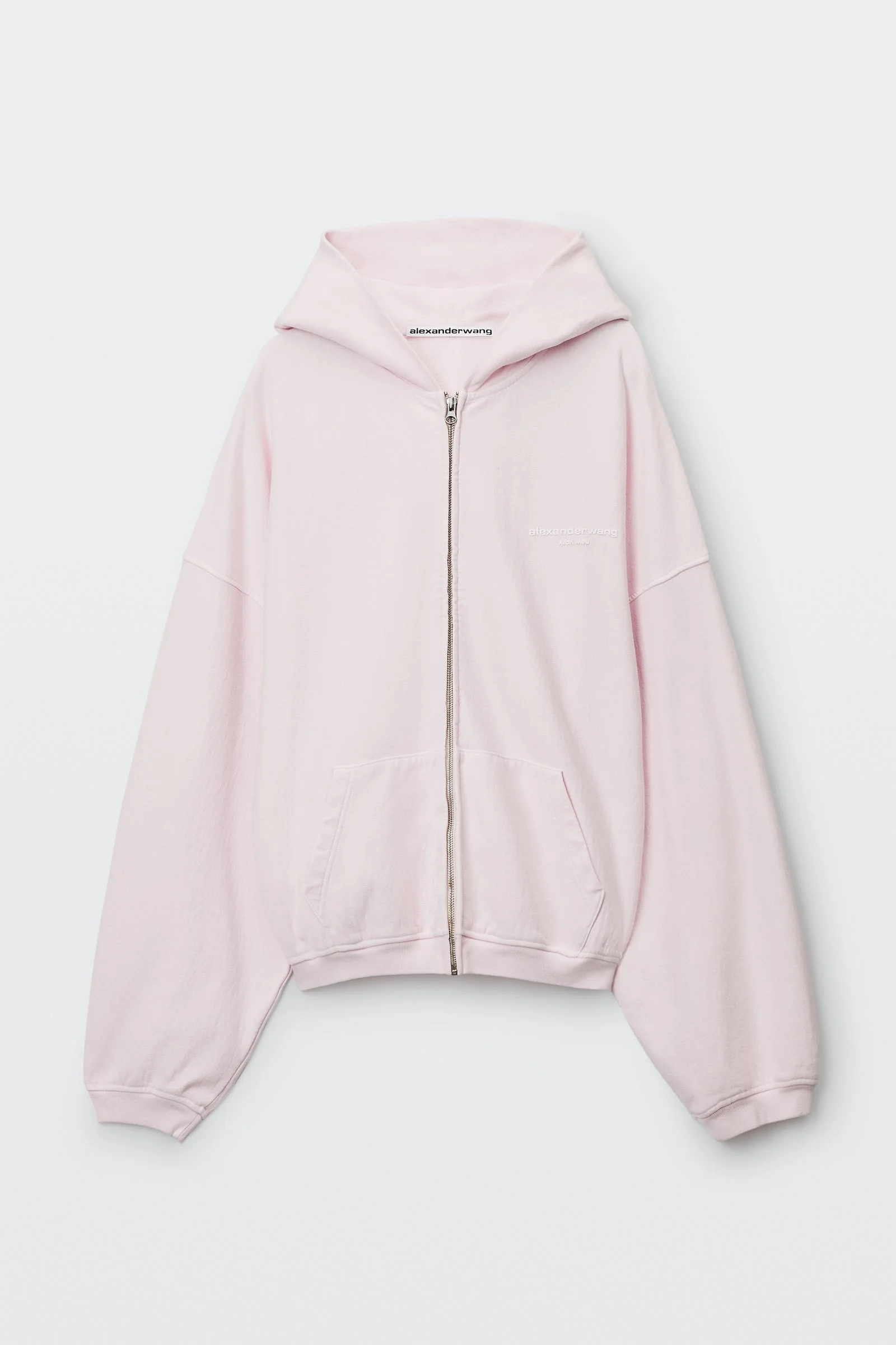 logo print oversized zip-up hoodie - 1