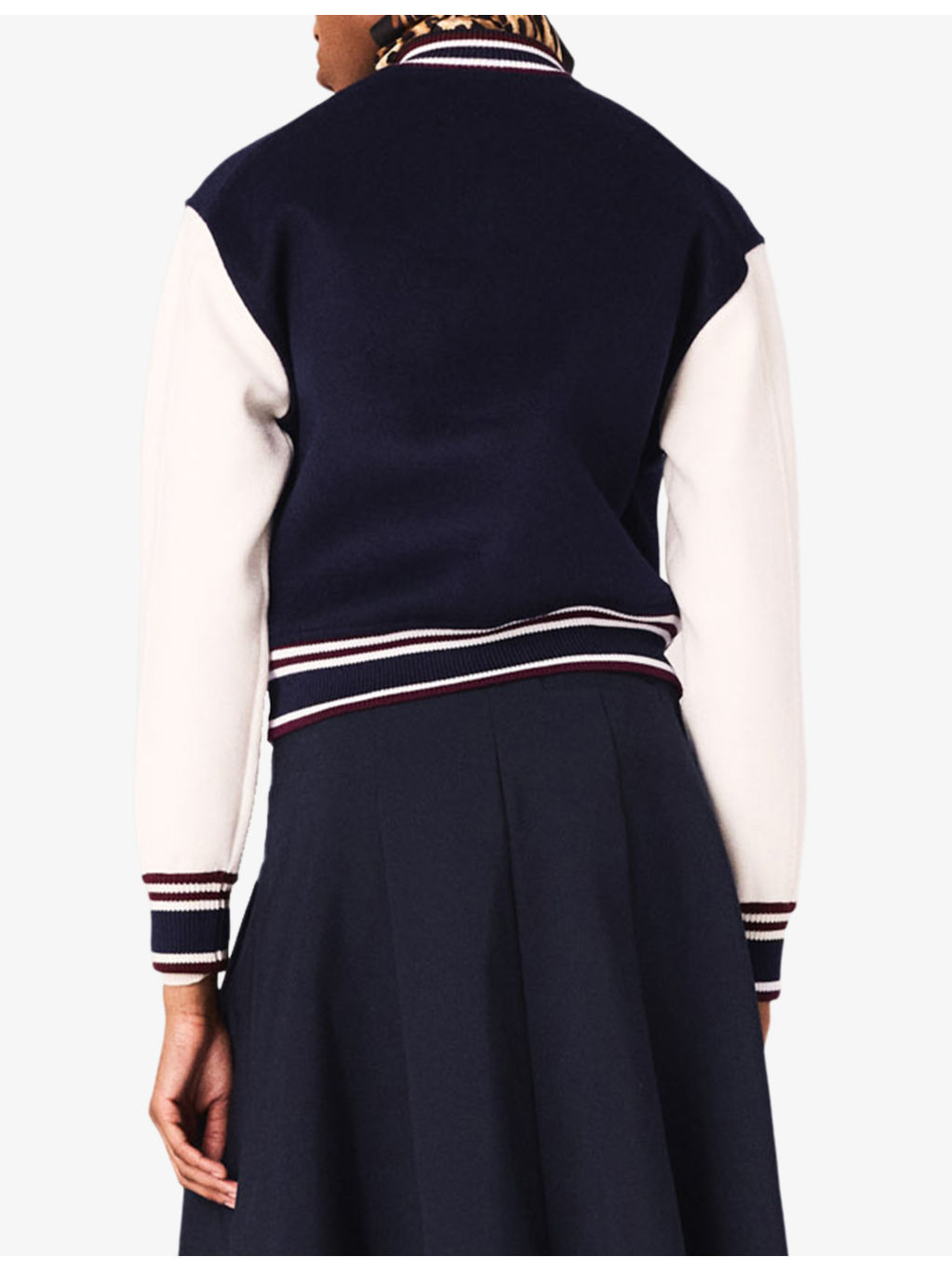 Ribbed-Collar Two-Tone Wool Bomber Jacket - 4