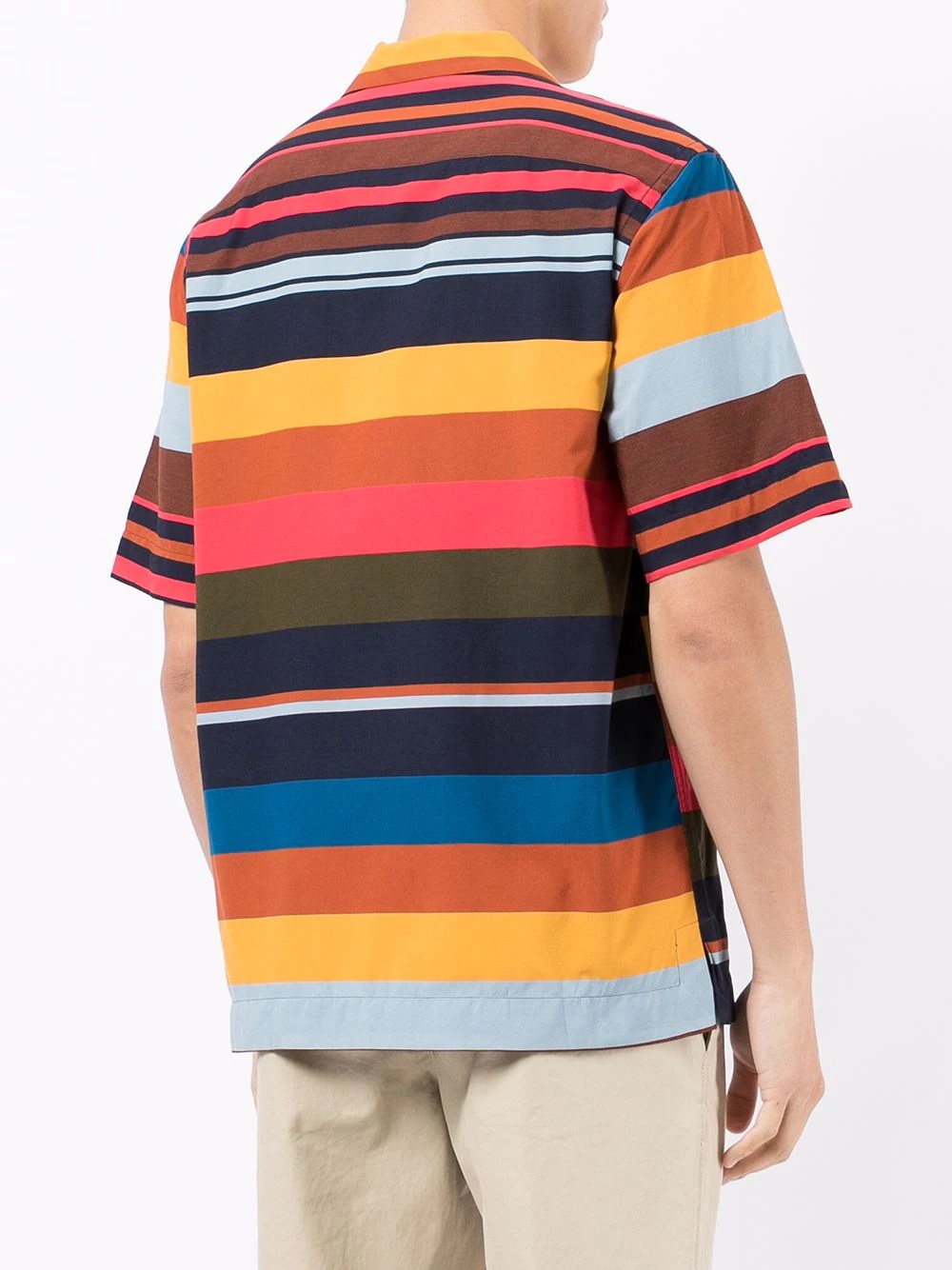 striped colour-block short-sleeve shirt - 4