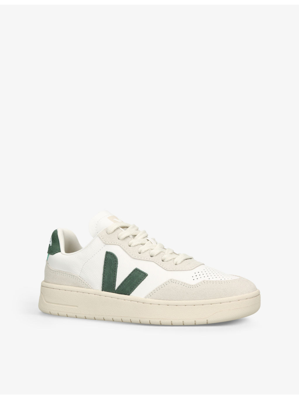 Women's V90 logo-embroidered low-top leather trainers - 3
