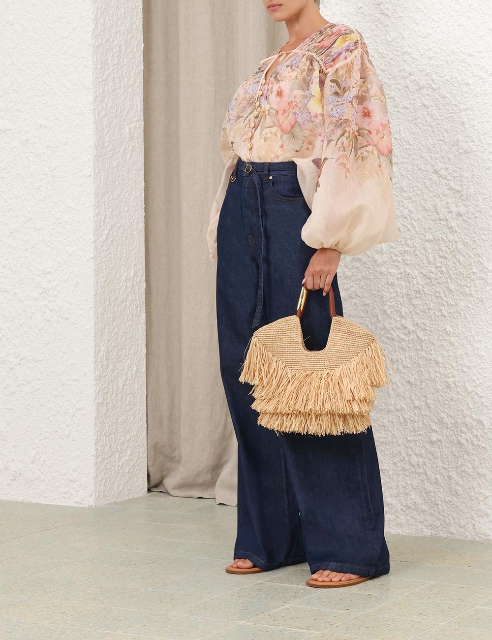 Tシャツ・カットソー Zimmermann SS25 ILLUMINATE DRAWN BLOUSE (4183TS251 IVORY) Illuminate Drawn Blouse Ivory Tropical Online | Zimmermann