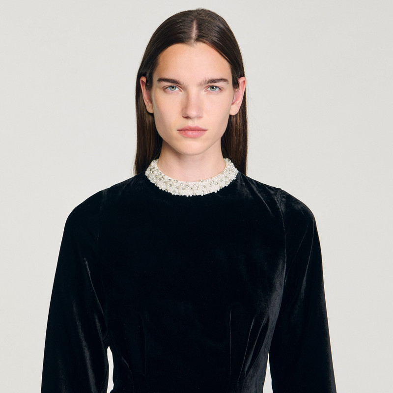 BEADED VELVET MINI DRESS 4