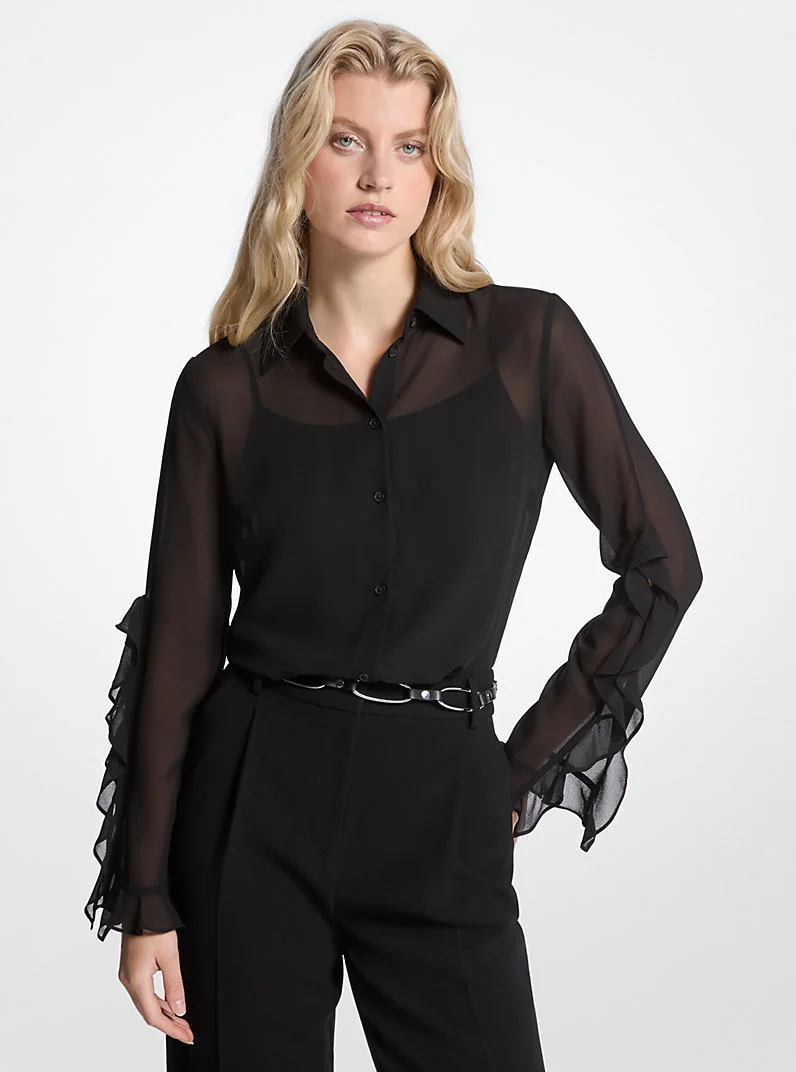Ruffled Georgette Blouse - 1