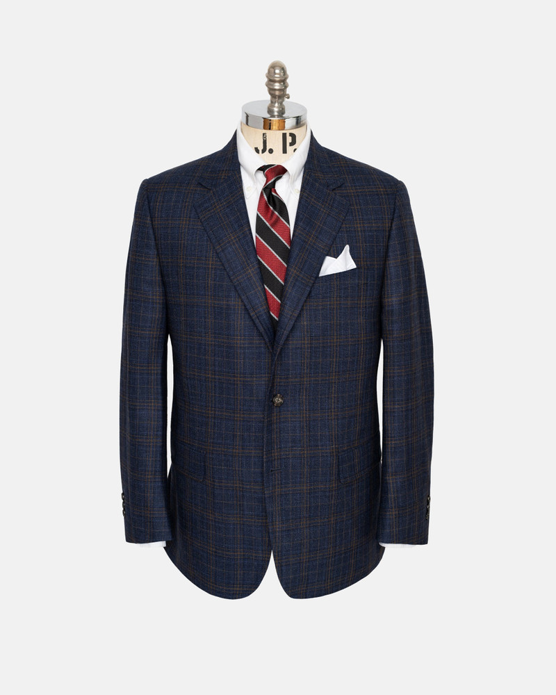 MADE-IN-CANADA BLUE WINDOWPANE SILK/WOOL SPORT COAT 1