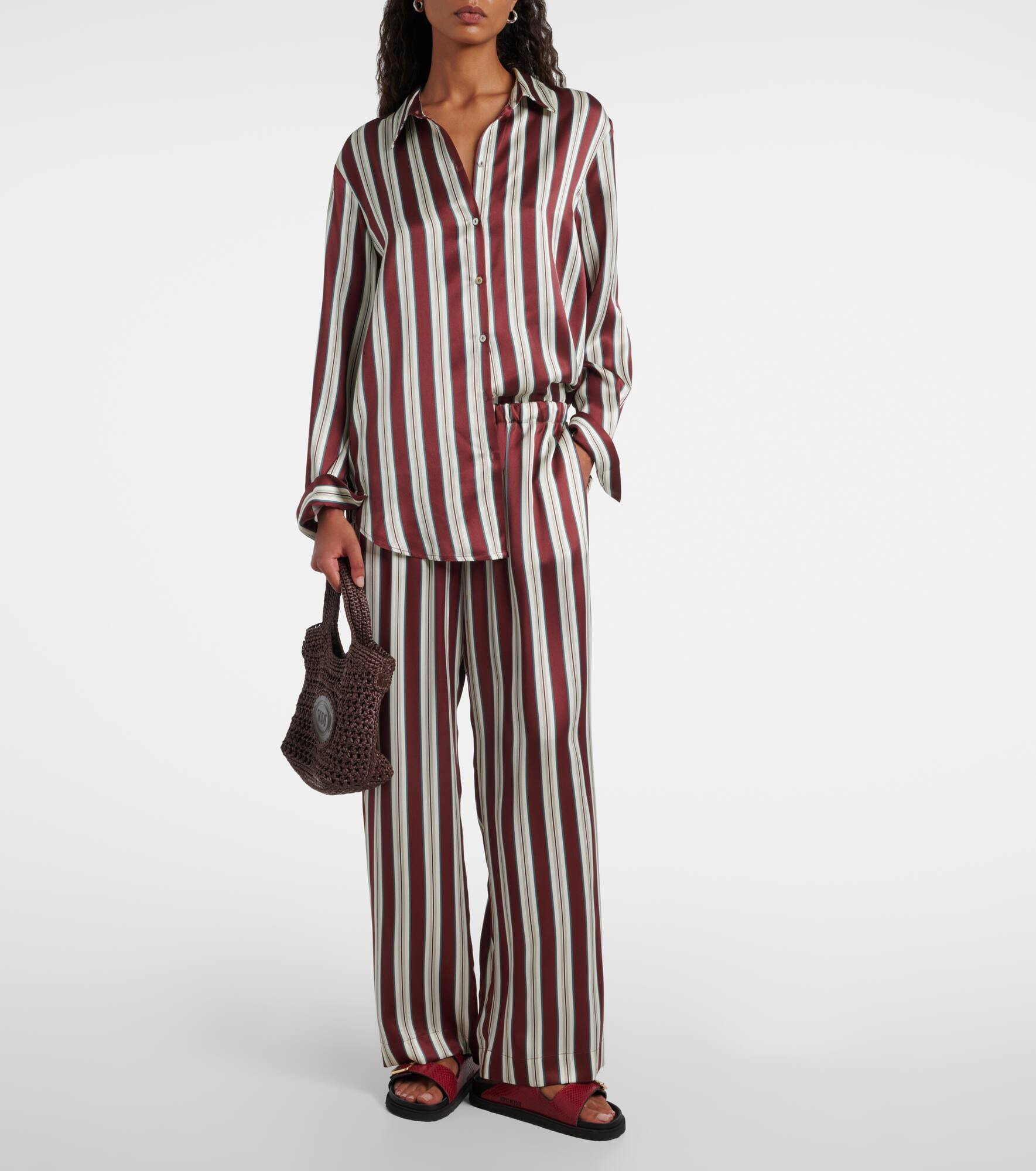 Striped silk satin pajama shirt - 2