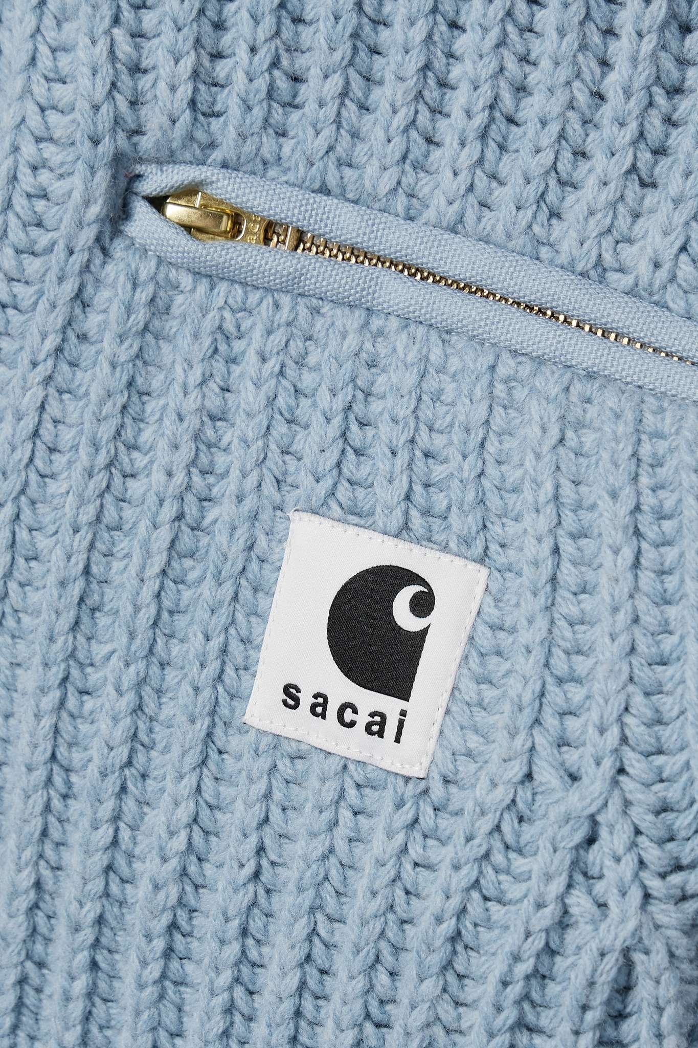 + Carhartt WIP Detroit cropped velvet-trimmed ribbed wool-blend sweater - 4