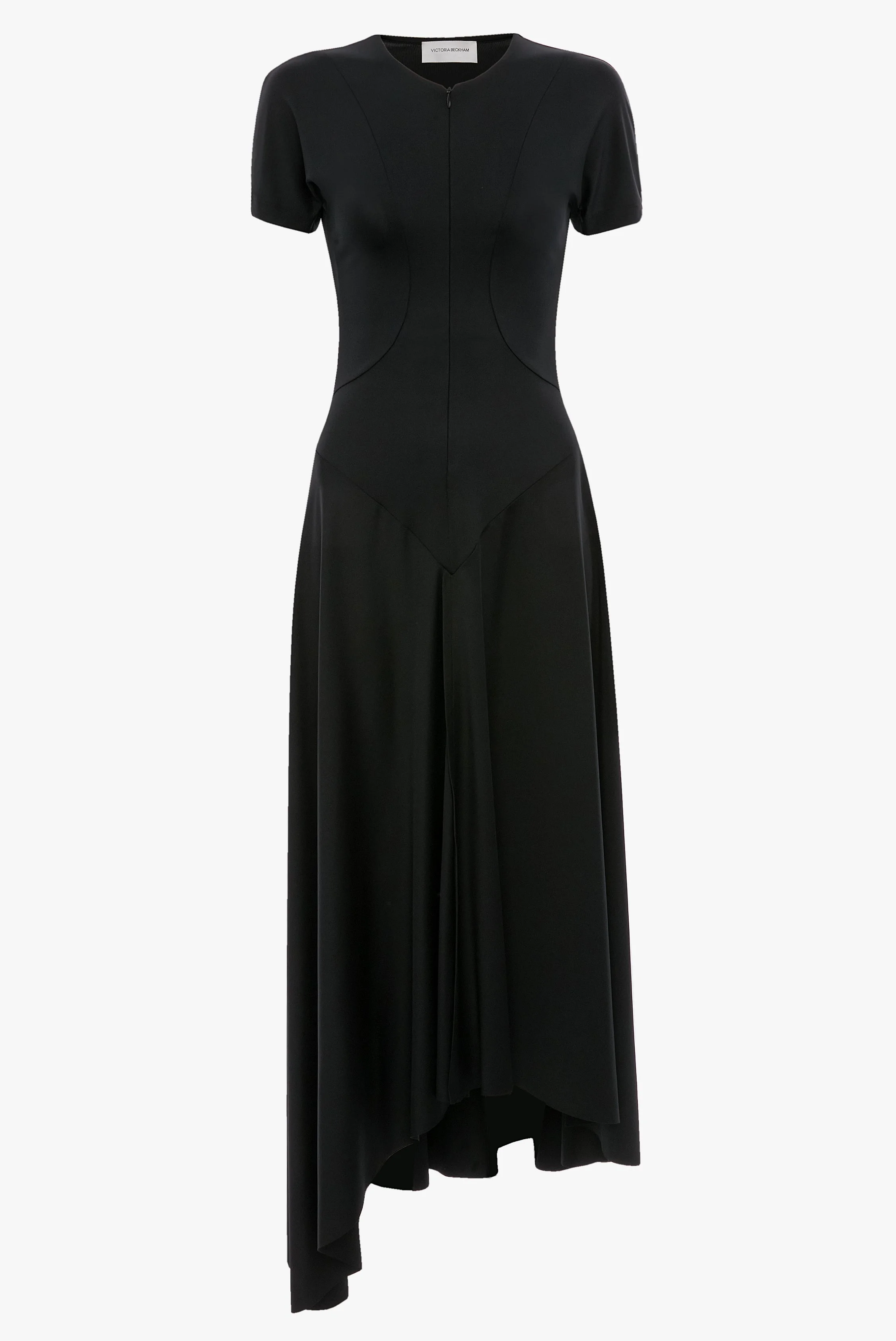 Zipped Front Midi Dress In Black - 1