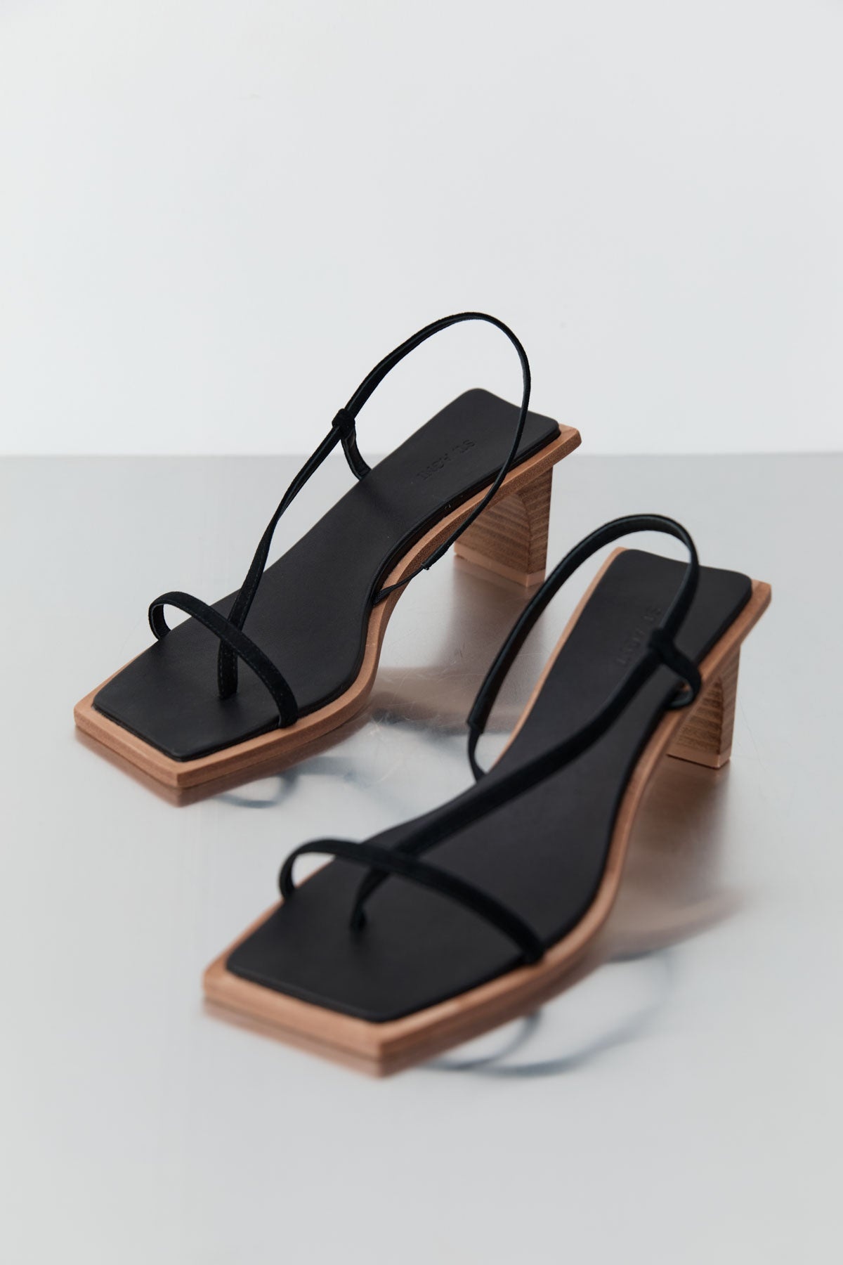 Suede Strap Heel - Black - 1