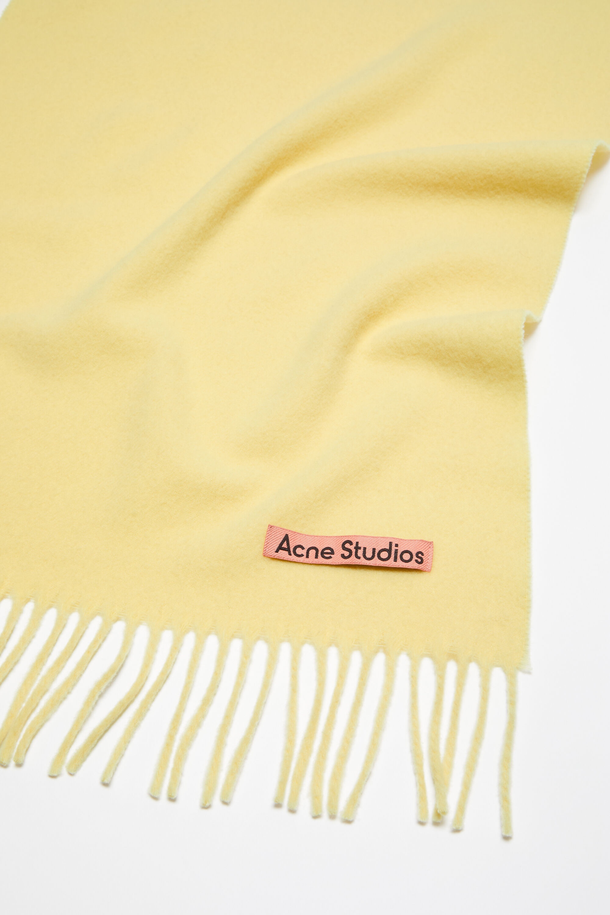 Fringe wool scarf - Narrow - Vanilla yellow - 4