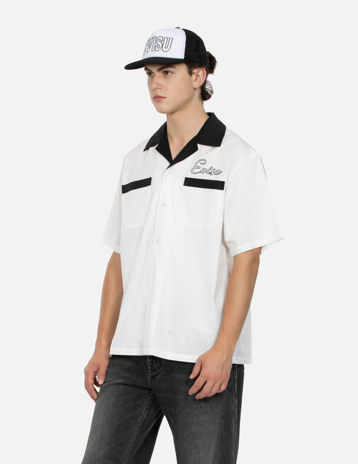 CHAIN-STITCHED EMBROIDERY LOGO BOXY TENCEL SHIRT - 7