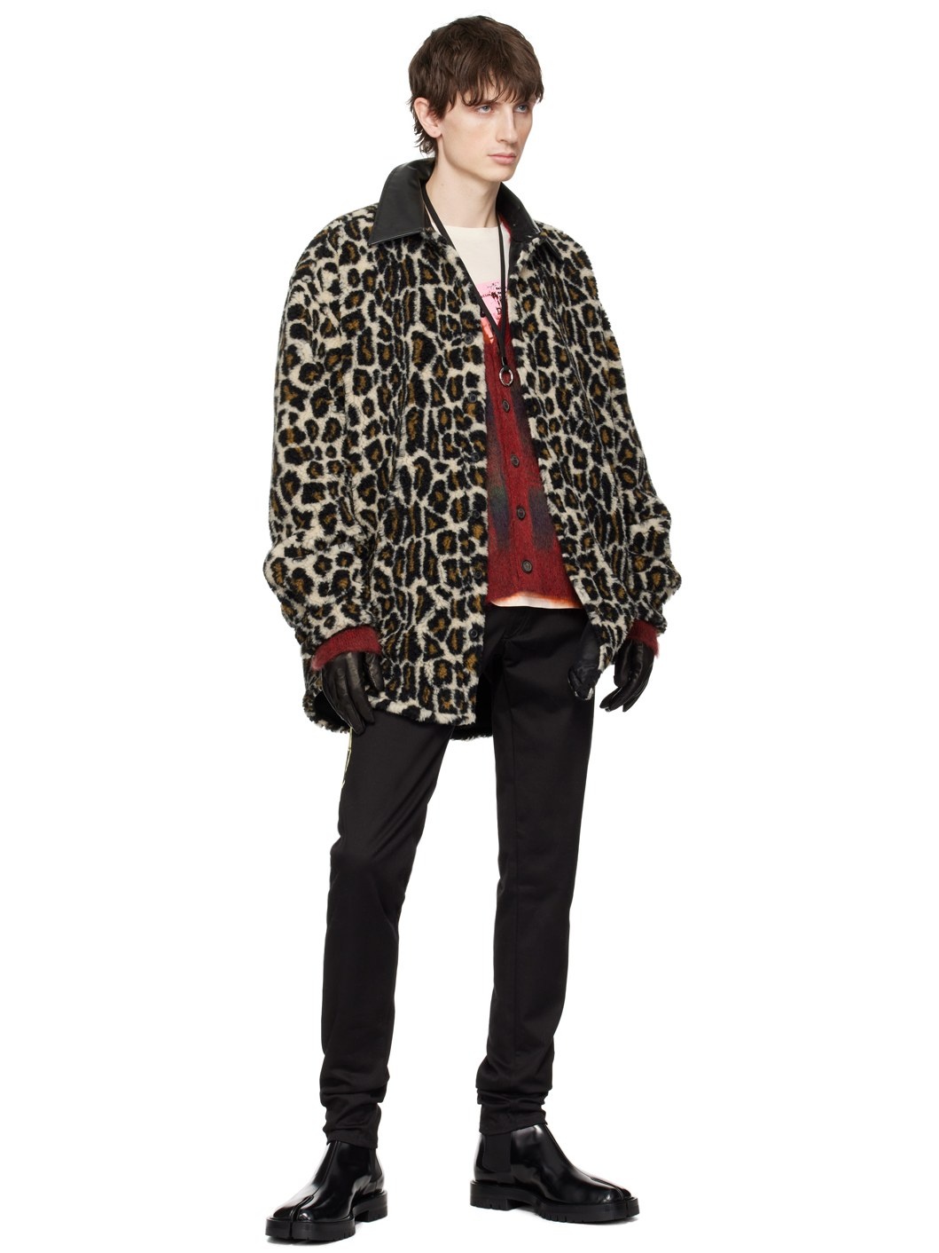 Black & Beige Leopard Print Jacket - 4