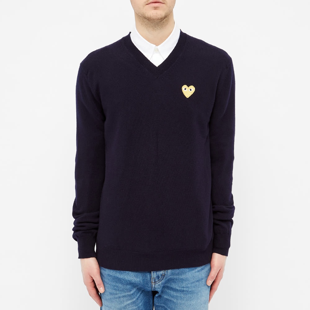 Comme des Garcons Play Gold Heart V-Neck Jumper - 3