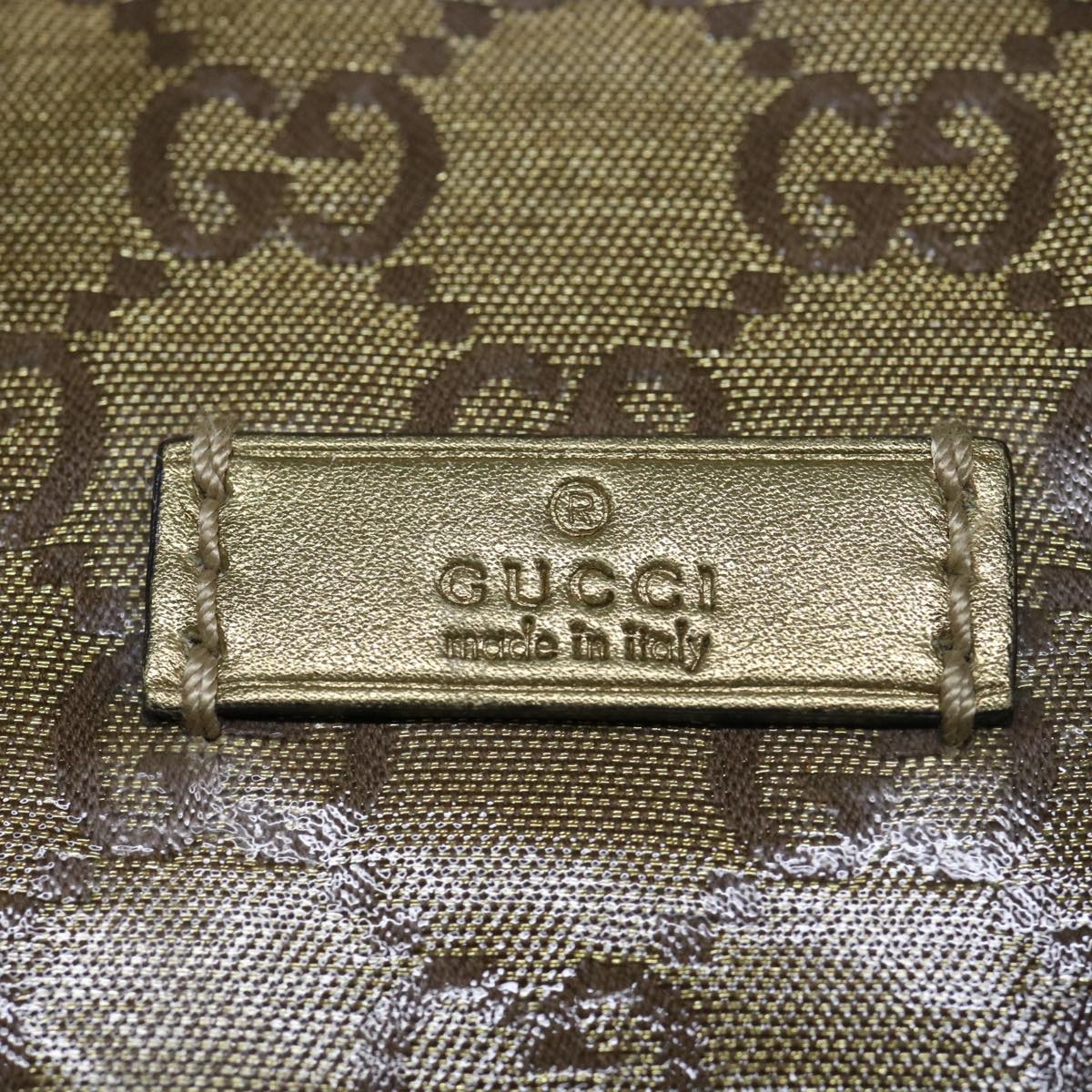 GUCCI GG Crystal Sherry Line Tote Bag Gold Tone Brown Gray - 15