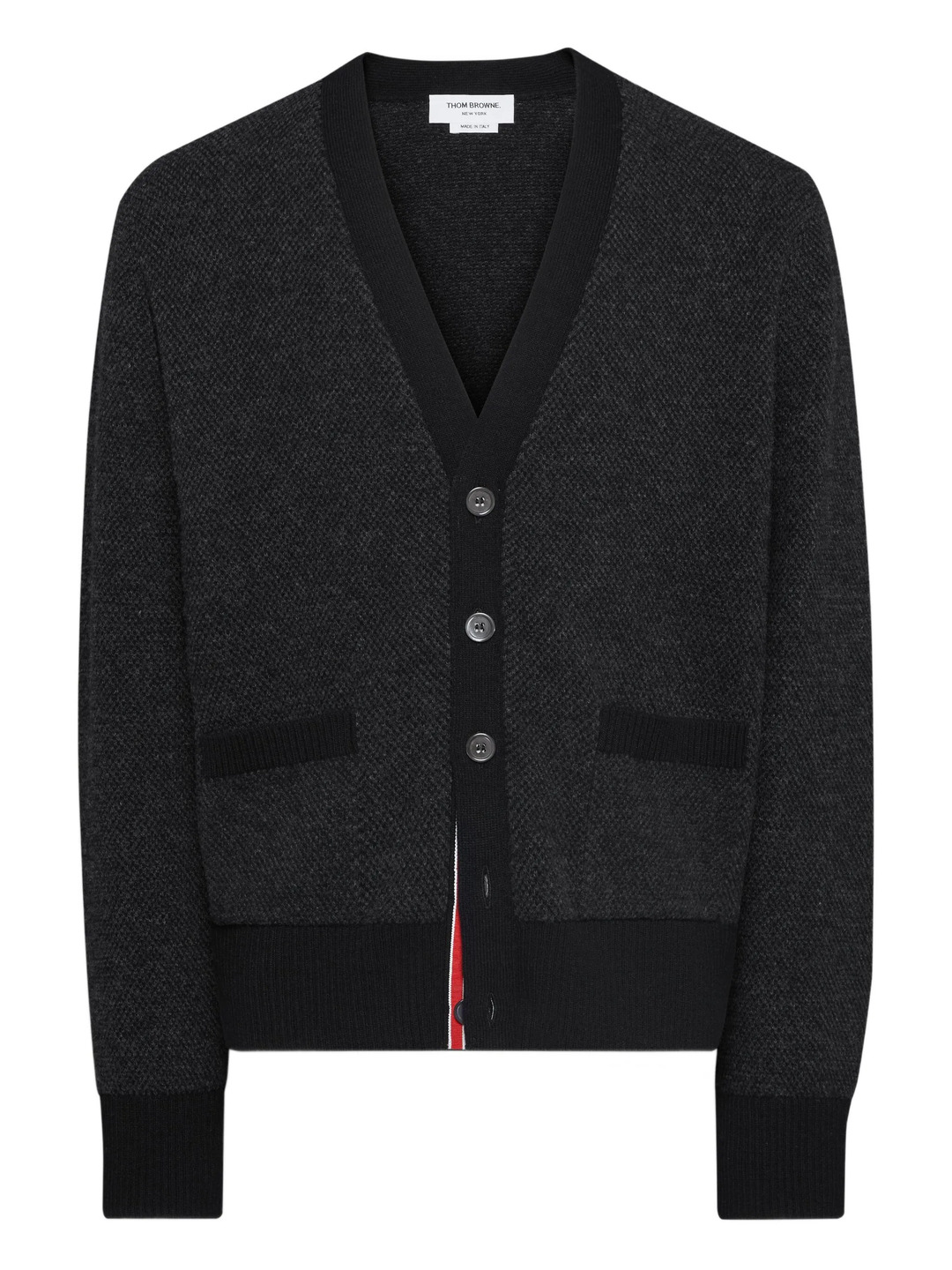 Textured Stitch V Neck Cardigan - 1