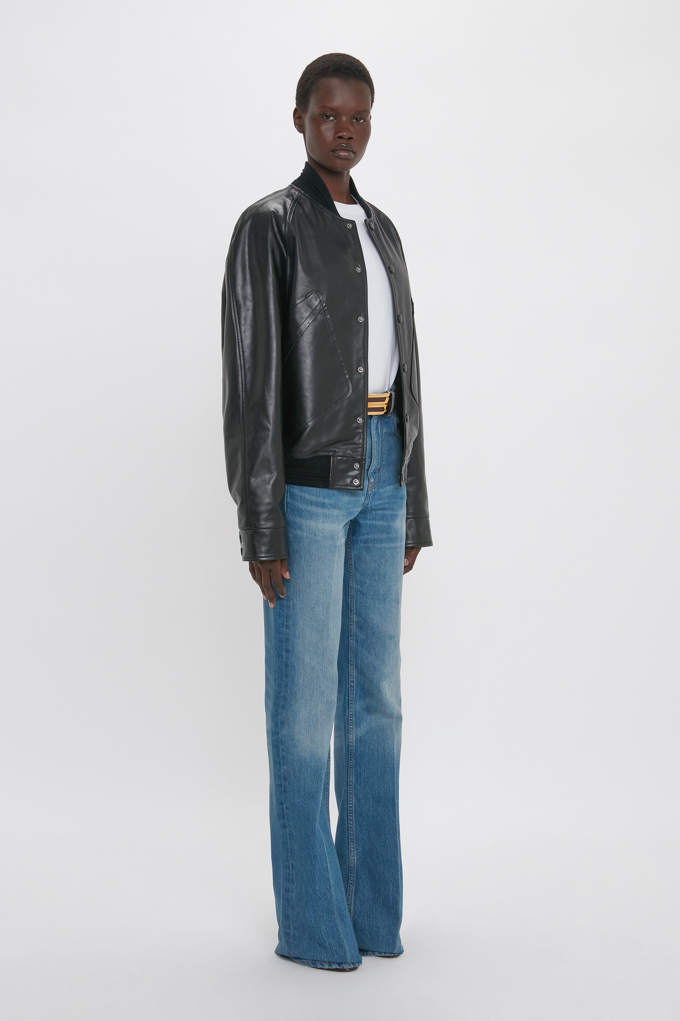 Leather Varsity Jacket In Black - 3