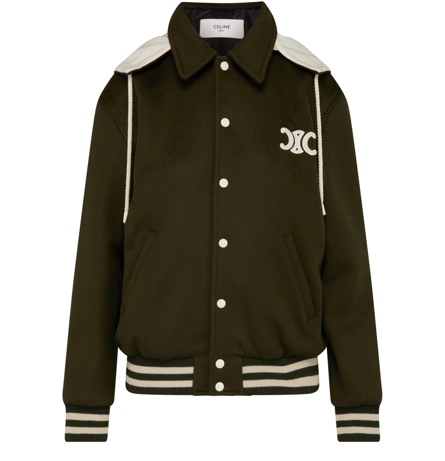 Varsity Jacket with Hood in Double Faced Cashmere - 1