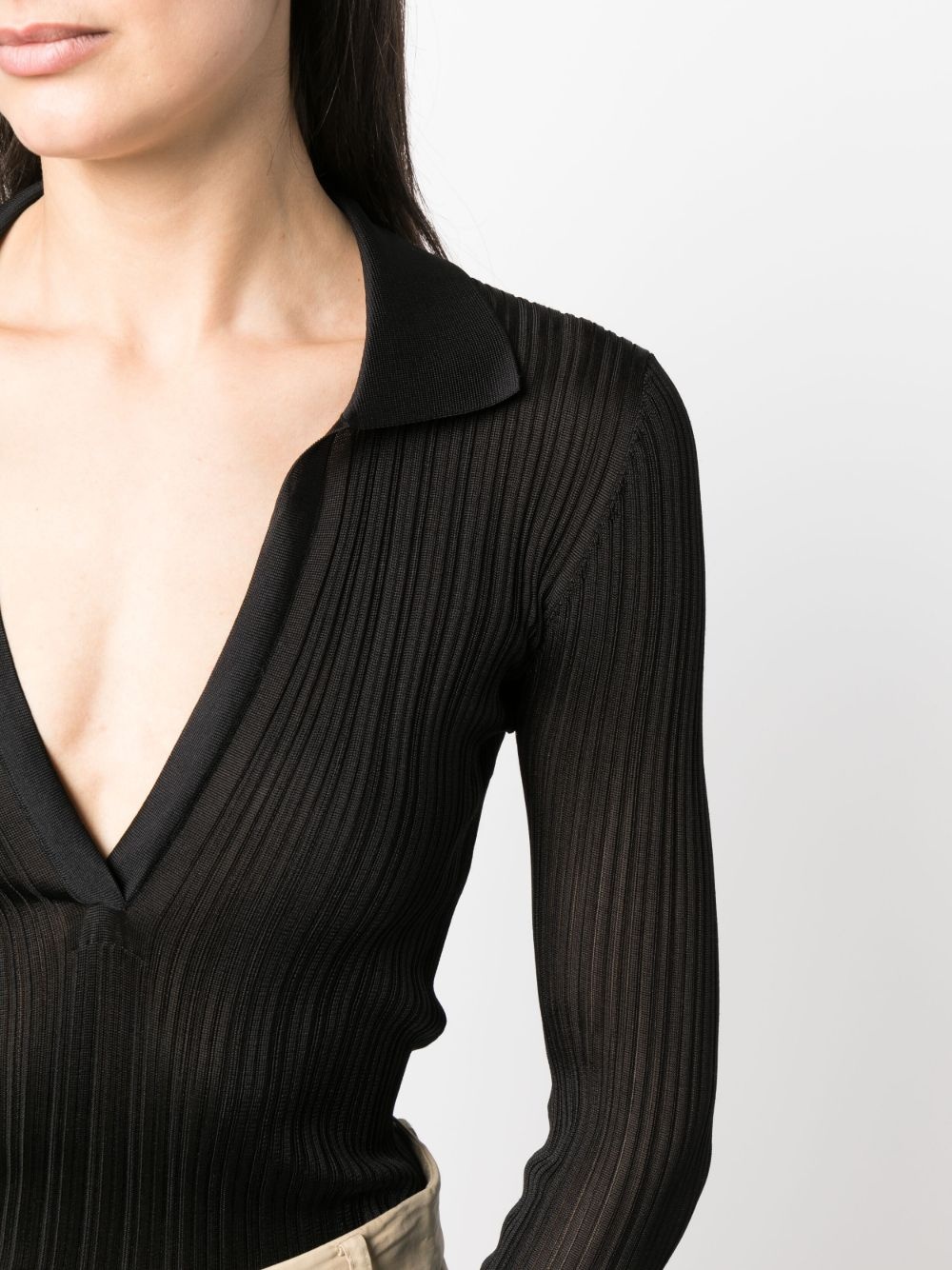 V-neck long-sleeve knitted top - 5
