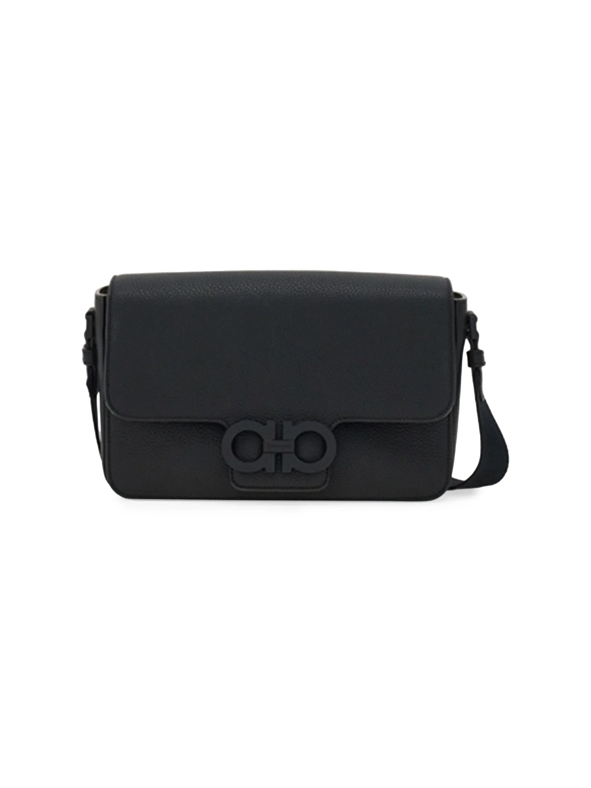 Men's Leather Lock Shoulder Bag - Nero - 1