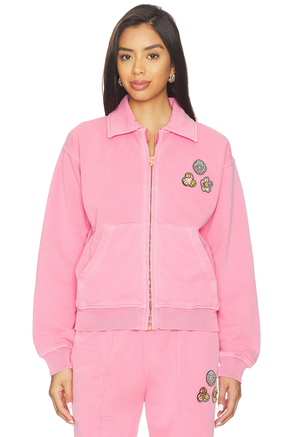 Washed Collar Zip Up Jacket - 1