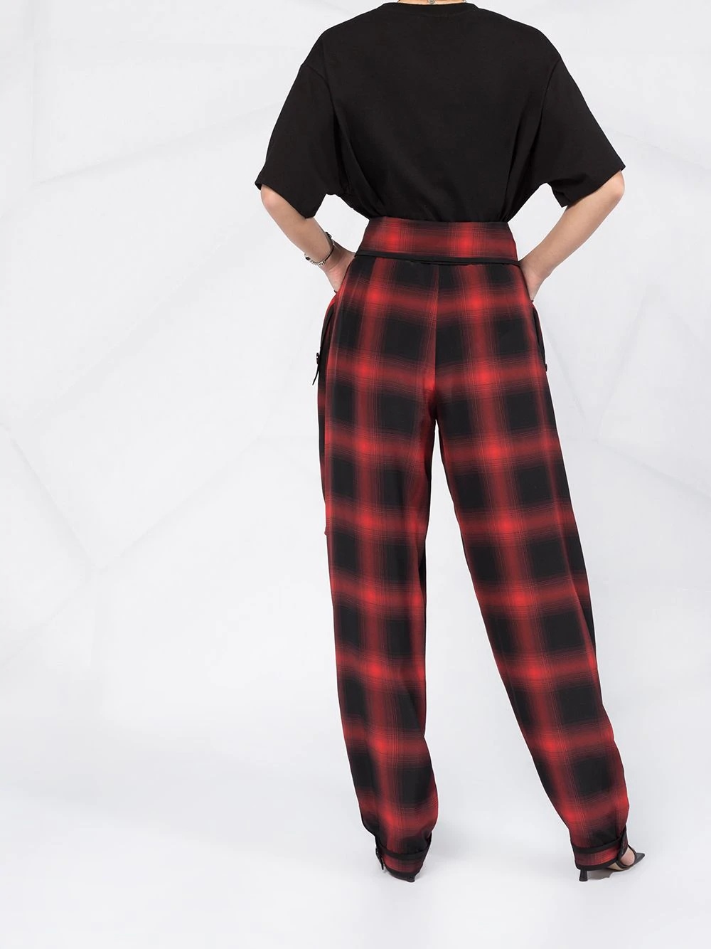 Bessie check silk trousers - 4