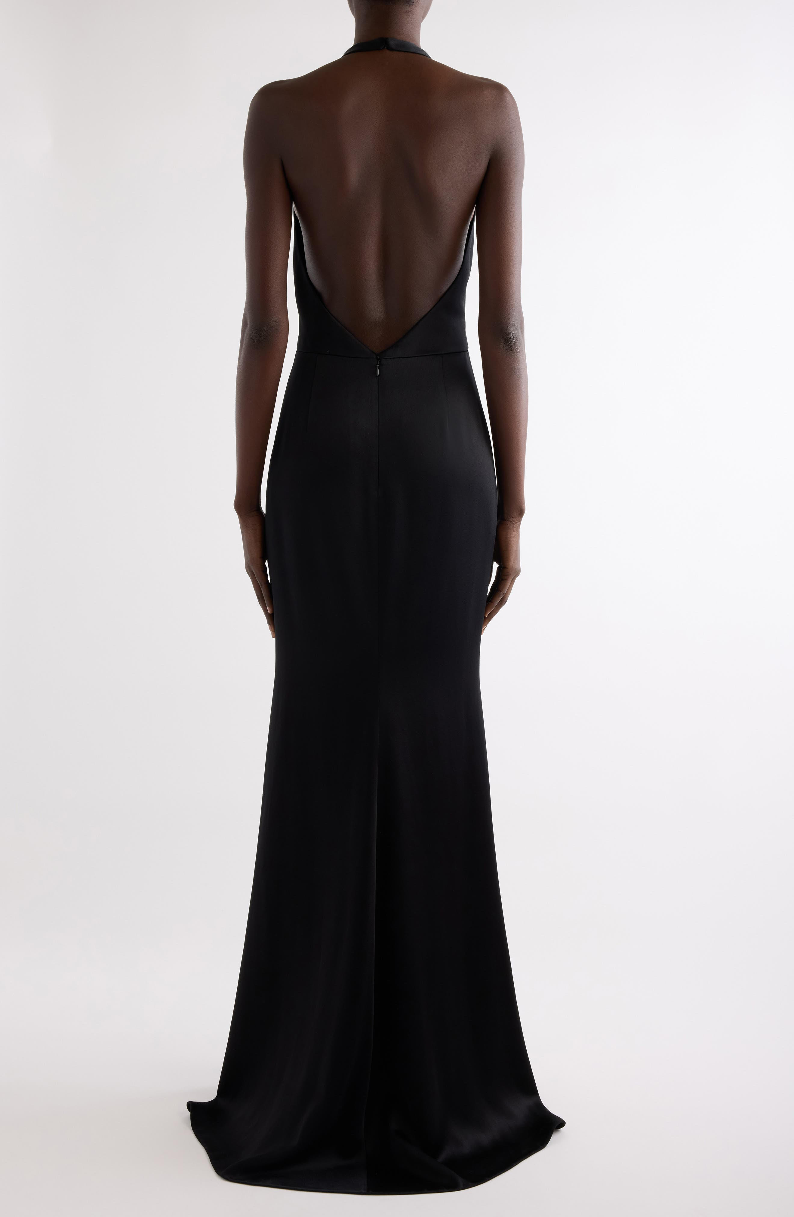 Givenchy Halter Neck Crepe Back Satin Gown in Black at Nordstrom - 2