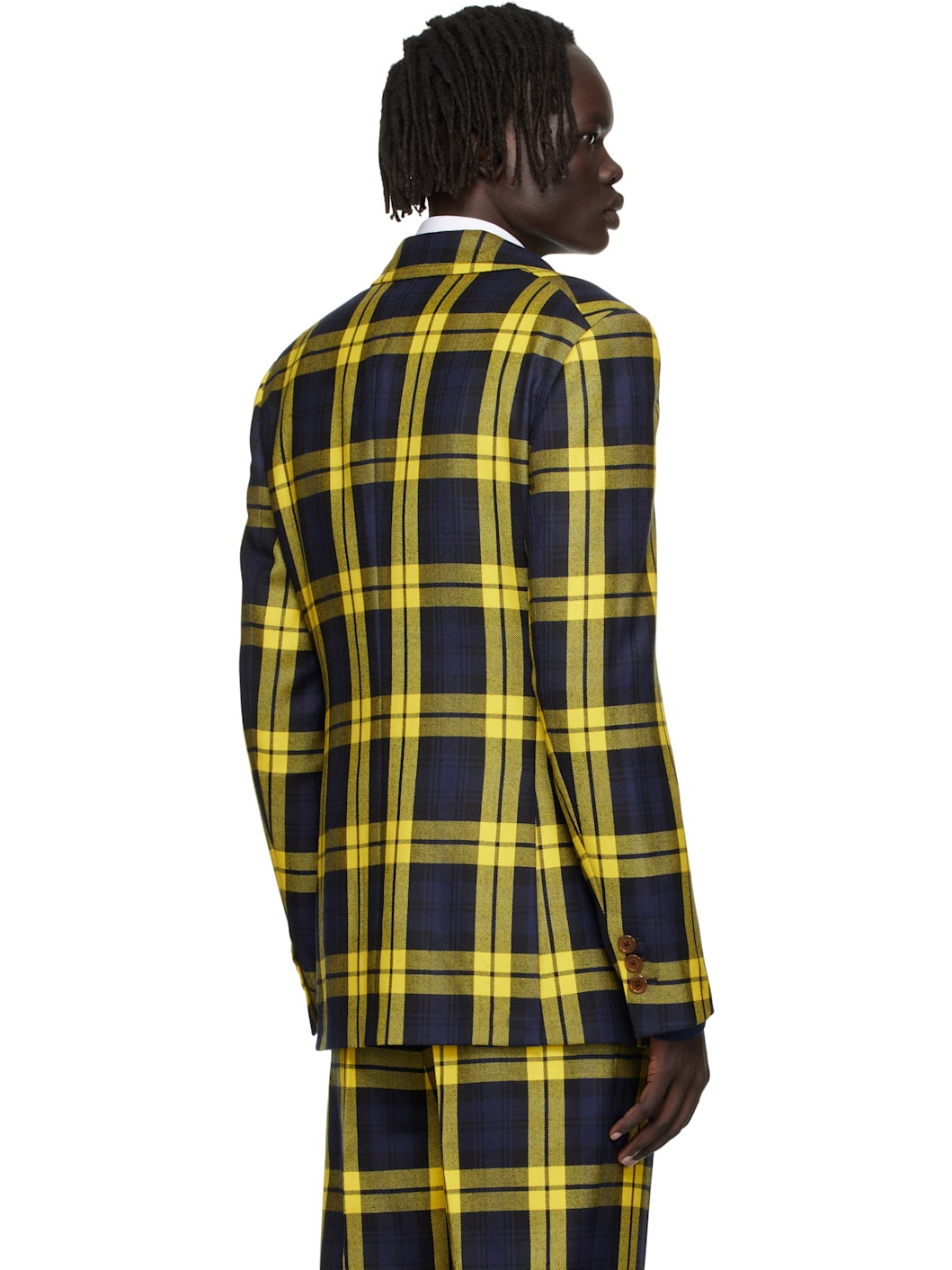 Navy & Yellow One Button Blazer - 3